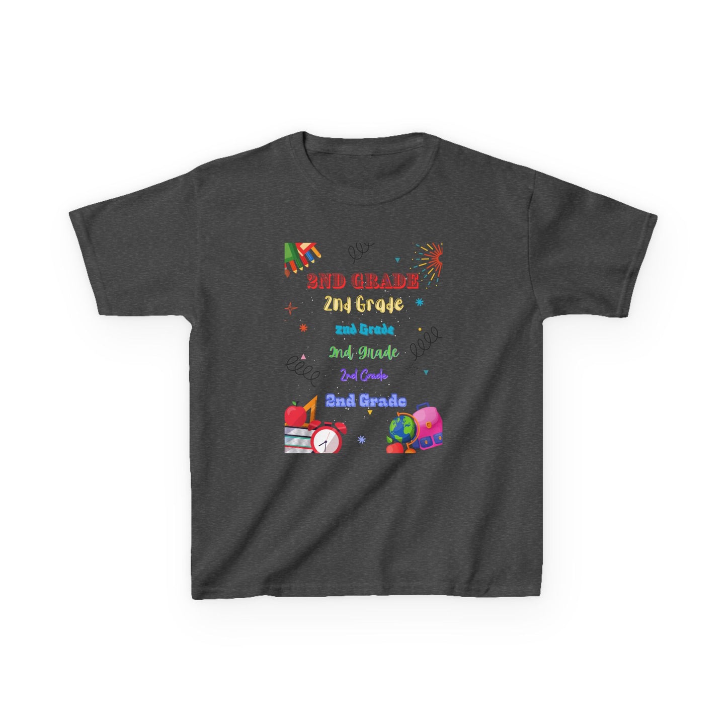 2nd Grade Kids Tee Fun & Colorful Heavy Cotton™ Shirt