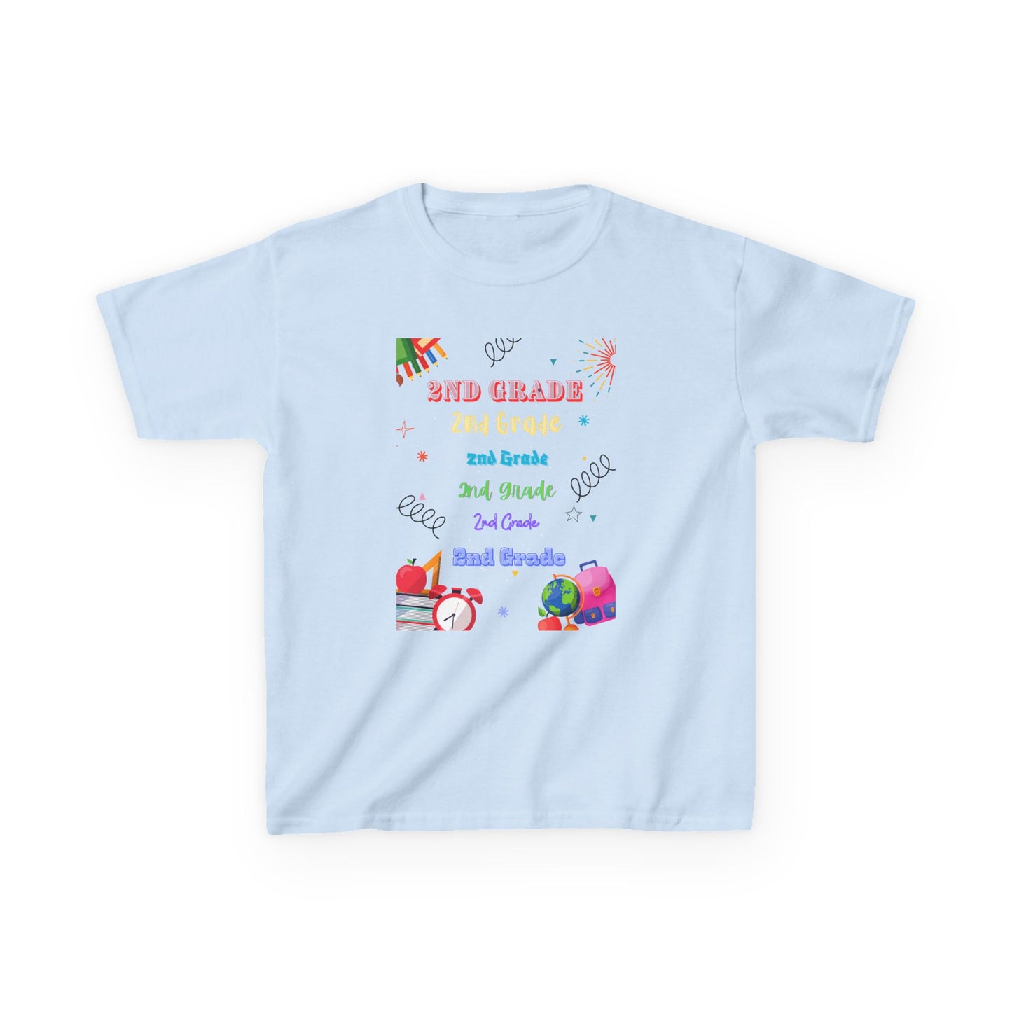 2nd Grade Kids Tee Fun & Colorful Heavy Cotton™ Shirt
