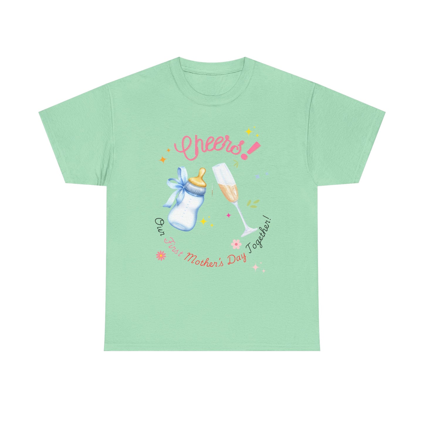 Cheers! First Mother's Day Tee, MothersDay,MothersDayGifts,HappyMothersDay,MomLife,NewMom,FirstMothersDay,NewMomLife,FirstTimeMom,ProudNewMom,FirstMothersDayGift,MomBoss,Mamahood,BlessedMom,MommyAndMe,MomStrong