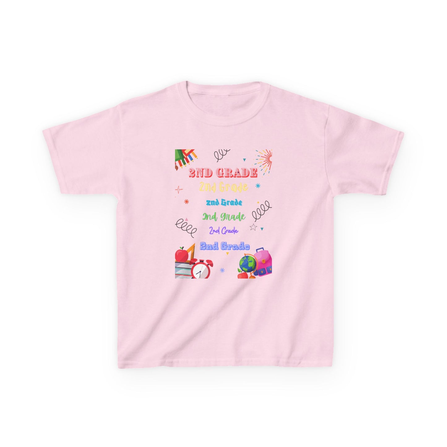 2nd Grade Kids Tee Fun & Colorful Heavy Cotton™ Shirt