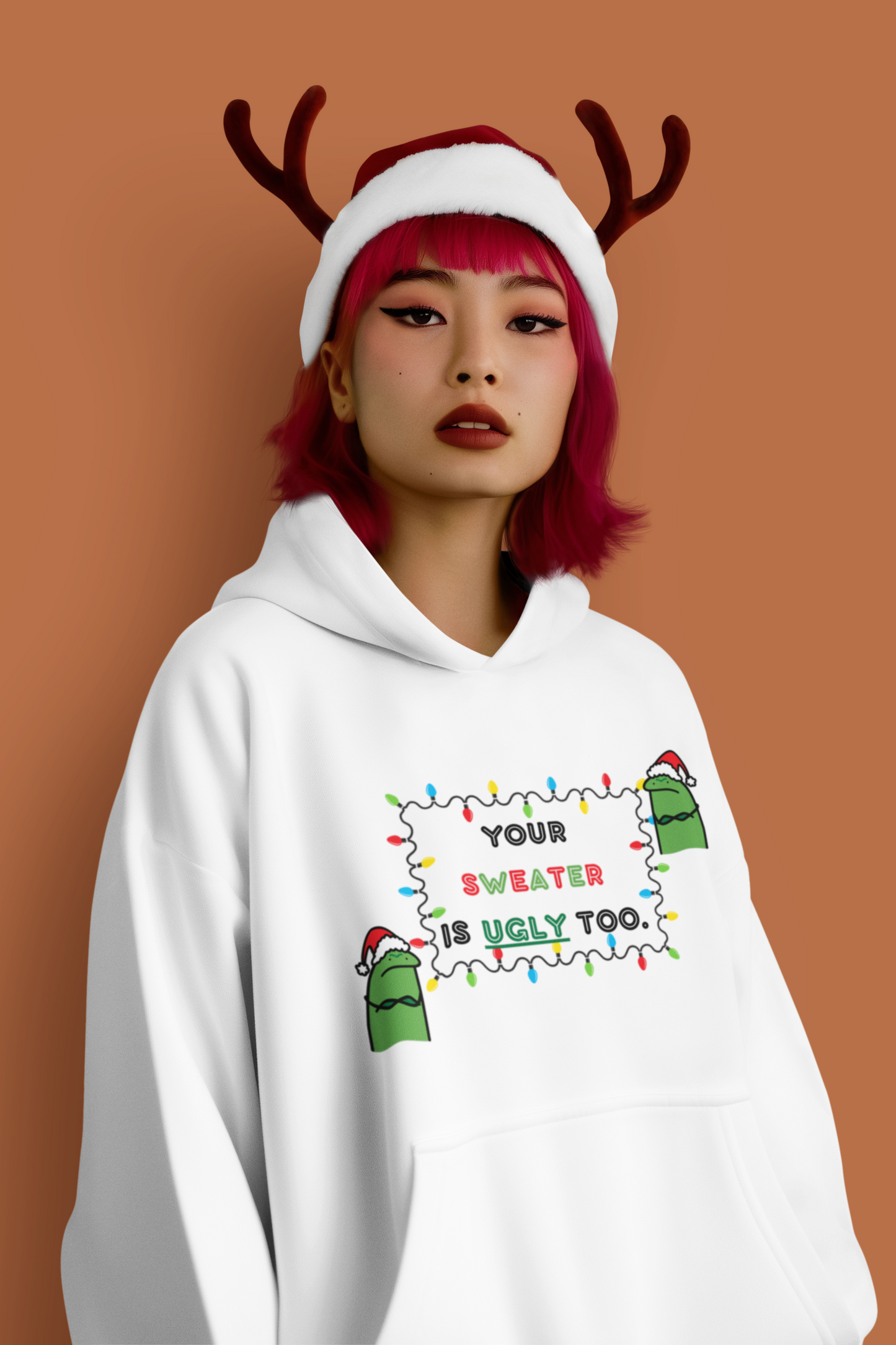 Your Sweater is Ugly Too, Ugly Holiday Sweatshirt, Lights Monster Christmas Hoodie, Ugly Sweater Party Hooded Sweatshirt