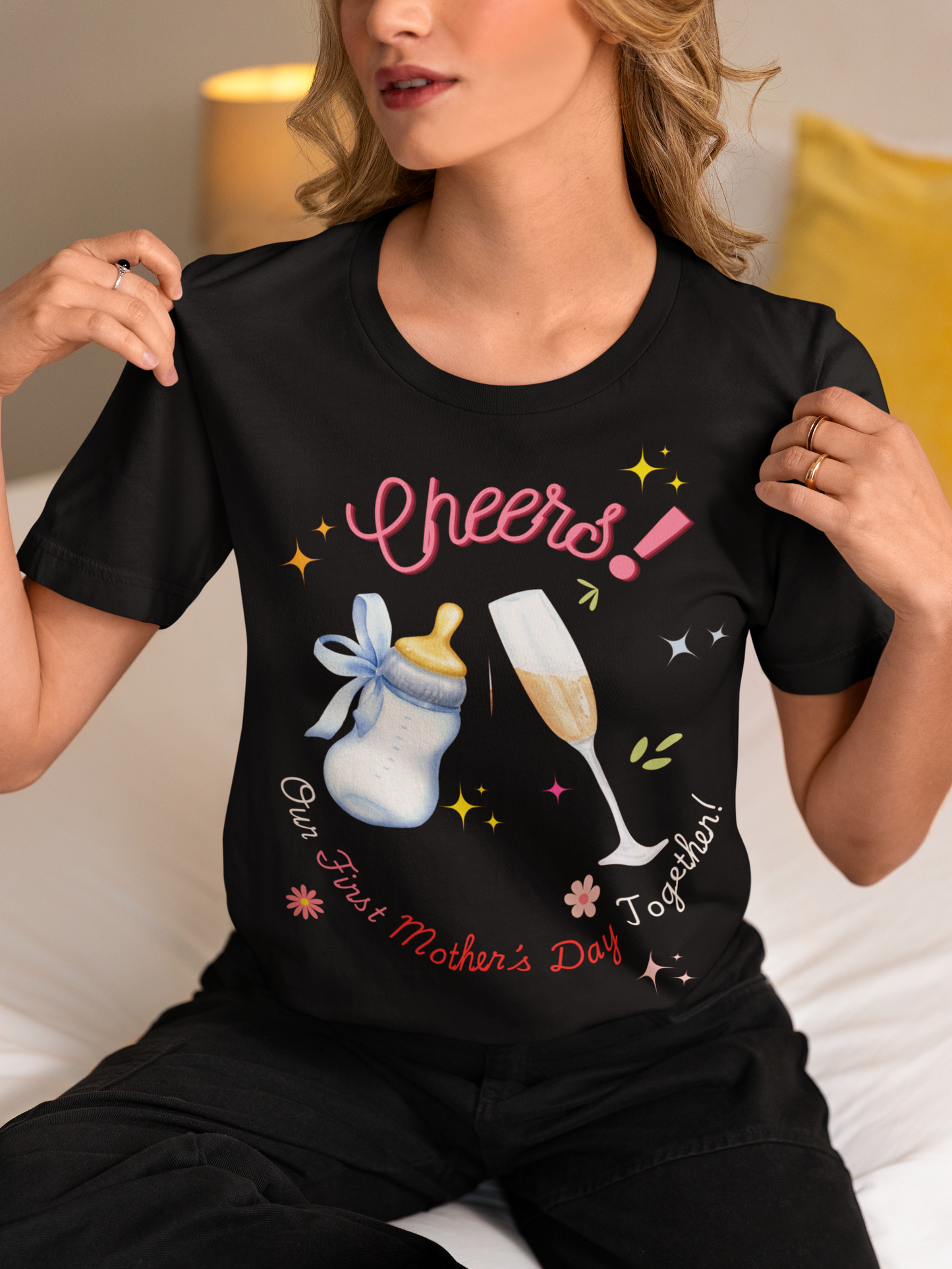 Cheers! First Mother's Day Tee, MothersDay,MothersDayGifts,HappyMothersDay,MomLife,NewMom,FirstMothersDay,NewMomLife,FirstTimeMom,ProudNewMom,FirstMothersDayGift,MomBoss,Mamahood,BlessedMom,MommyAndMe,MomStrong