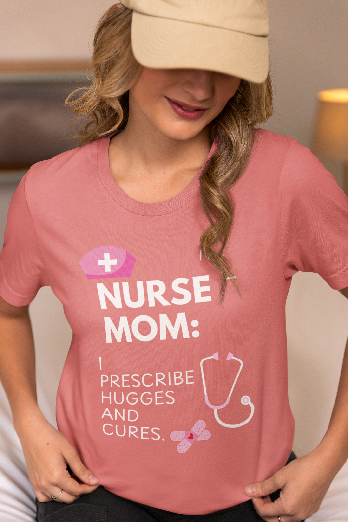 Nurse Mom Heavy Cotton Tee Prescribe Hugs and Cures,Perfect Gift for Healthcare Moms, NurseMomAppreciaseMoms,BestNursetionShirts,MothersDay