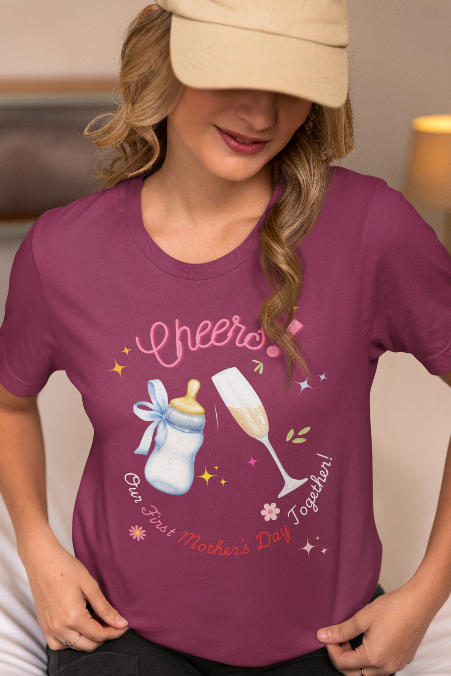 Cheers! First Mother's Day Tee, MothersDay,MothersDayGifts,HappyMothersDay,MomLife,NewMom,FirstMothersDay,NewMomLife,FirstTimeMom,ProudNewMom,FirstMothersDayGift,MomBoss,Mamahood,BlessedMom,MommyAndMe,MomStrong