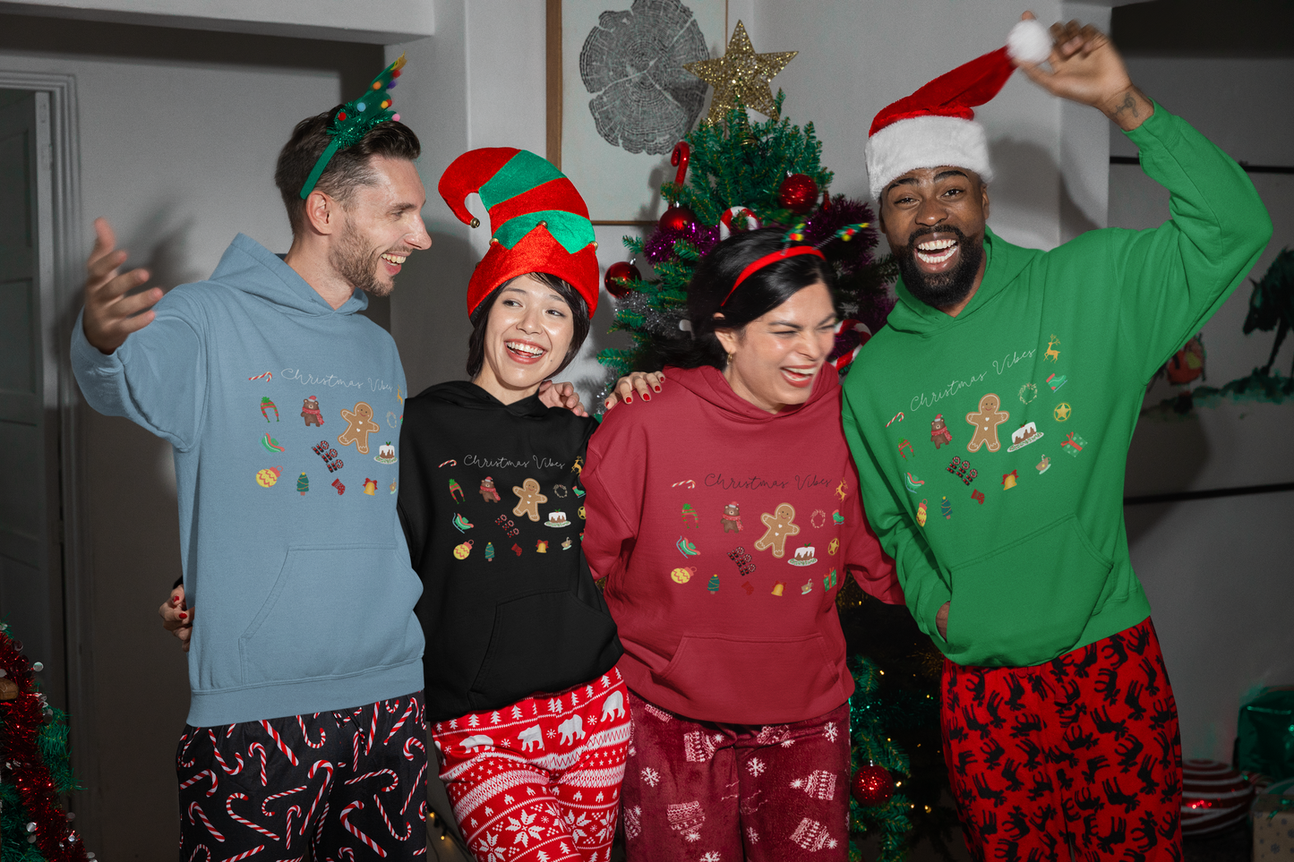 Christmas Vibes Sweatshirt, Merry Christmas, Christmas RETRO Outfit Hooded Sweatshirt