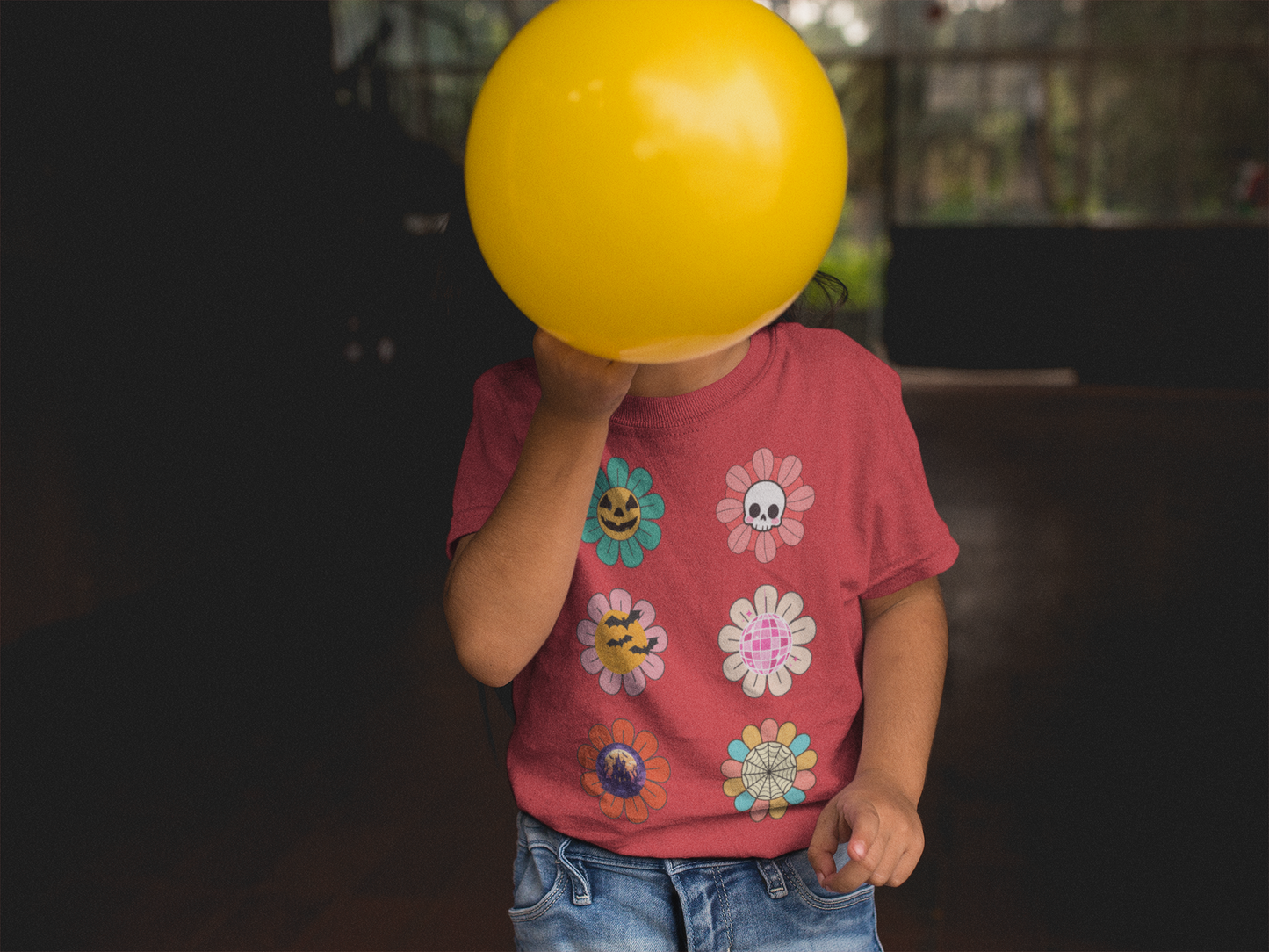Floral Jack O Lantern Kids Retro Toddler T-shirt