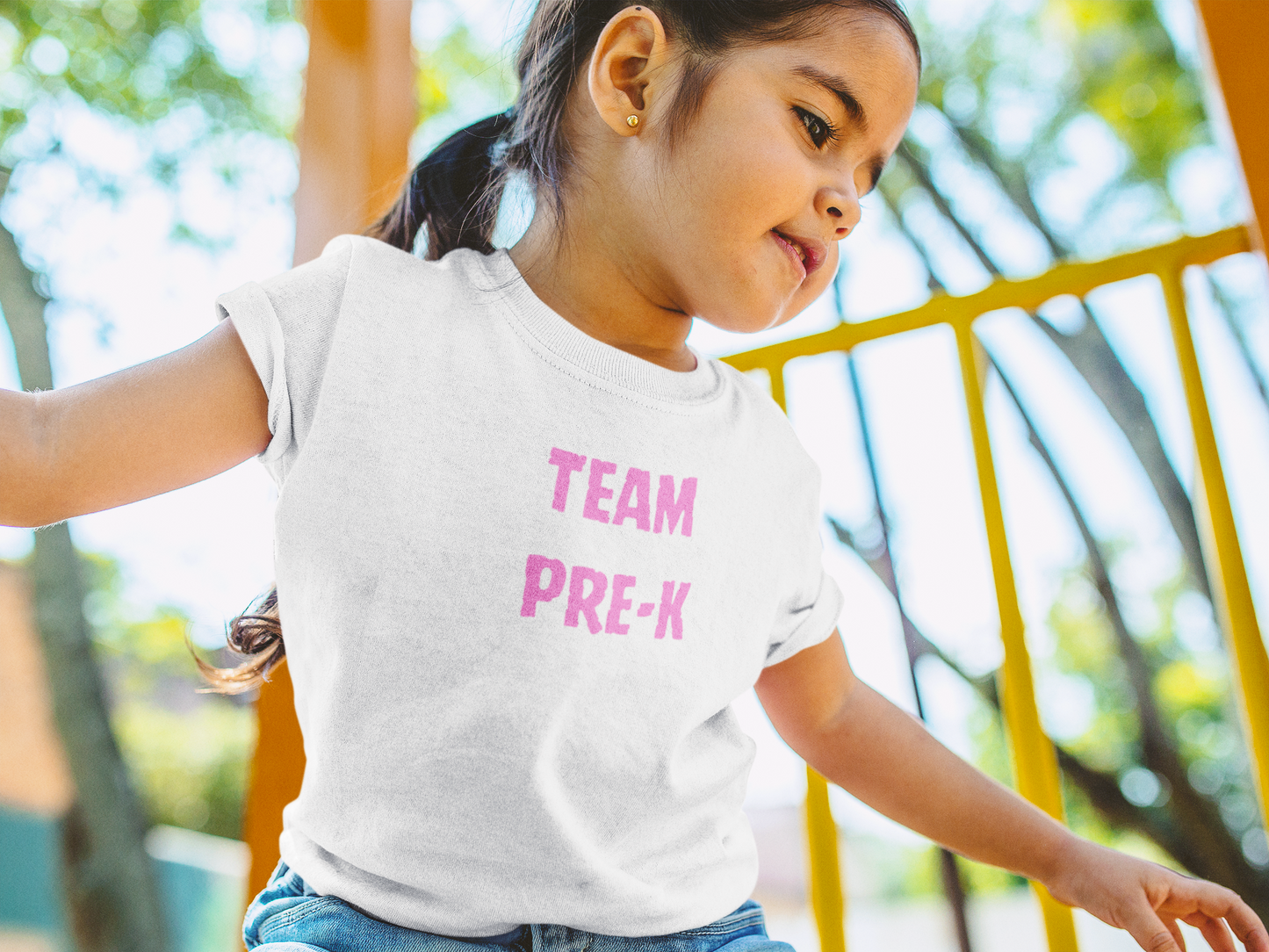 Pink Letters Pre-k Team Toddler Fine Jersey Tee-Back To School Toddler Shirt