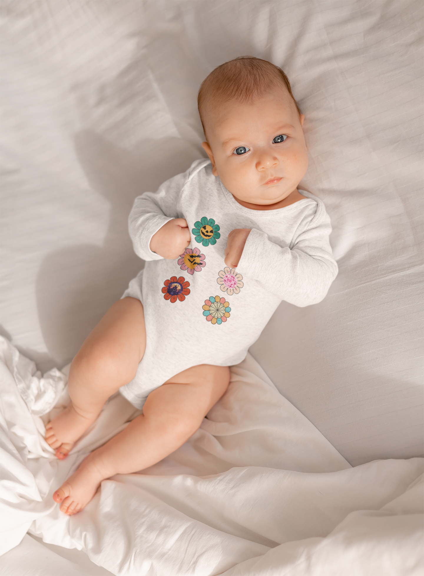 Floral Jack O Lantern Kids Retro Infant Long Sleeve Bodysuit