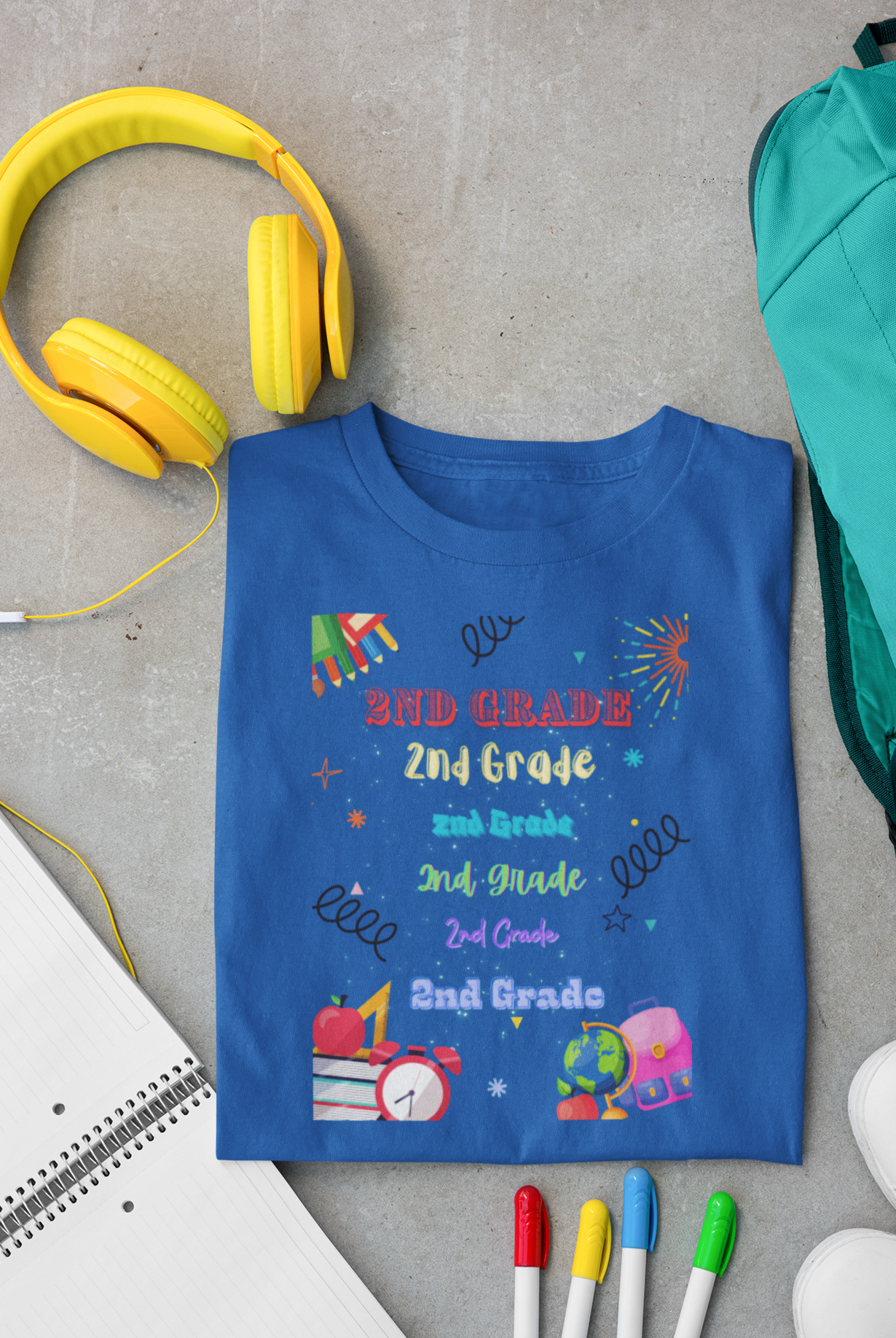 2nd Grade Kids Tee Fun & Colorful Heavy Cotton™ Shirt
