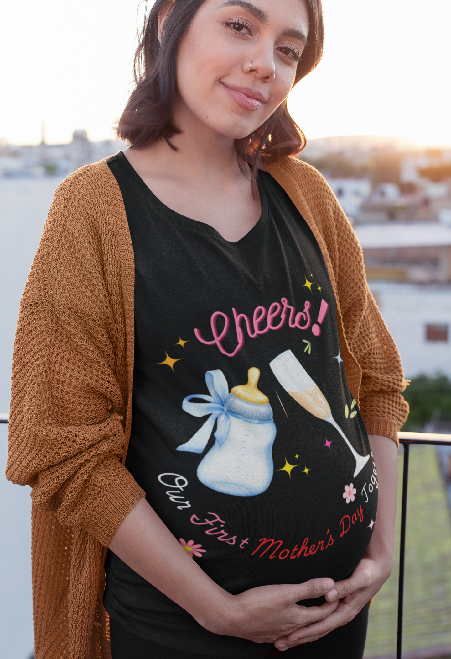 Cheers! First Mother's Day Tee, MothersDay,MothersDayGifts,HappyMothersDay,MomLife,NewMom,FirstMothersDay,NewMomLife,FirstTimeMom,ProudNewMom,FirstMothersDayGift,MomBoss,Mamahood,BlessedMom,MommyAndMe,MomStrong