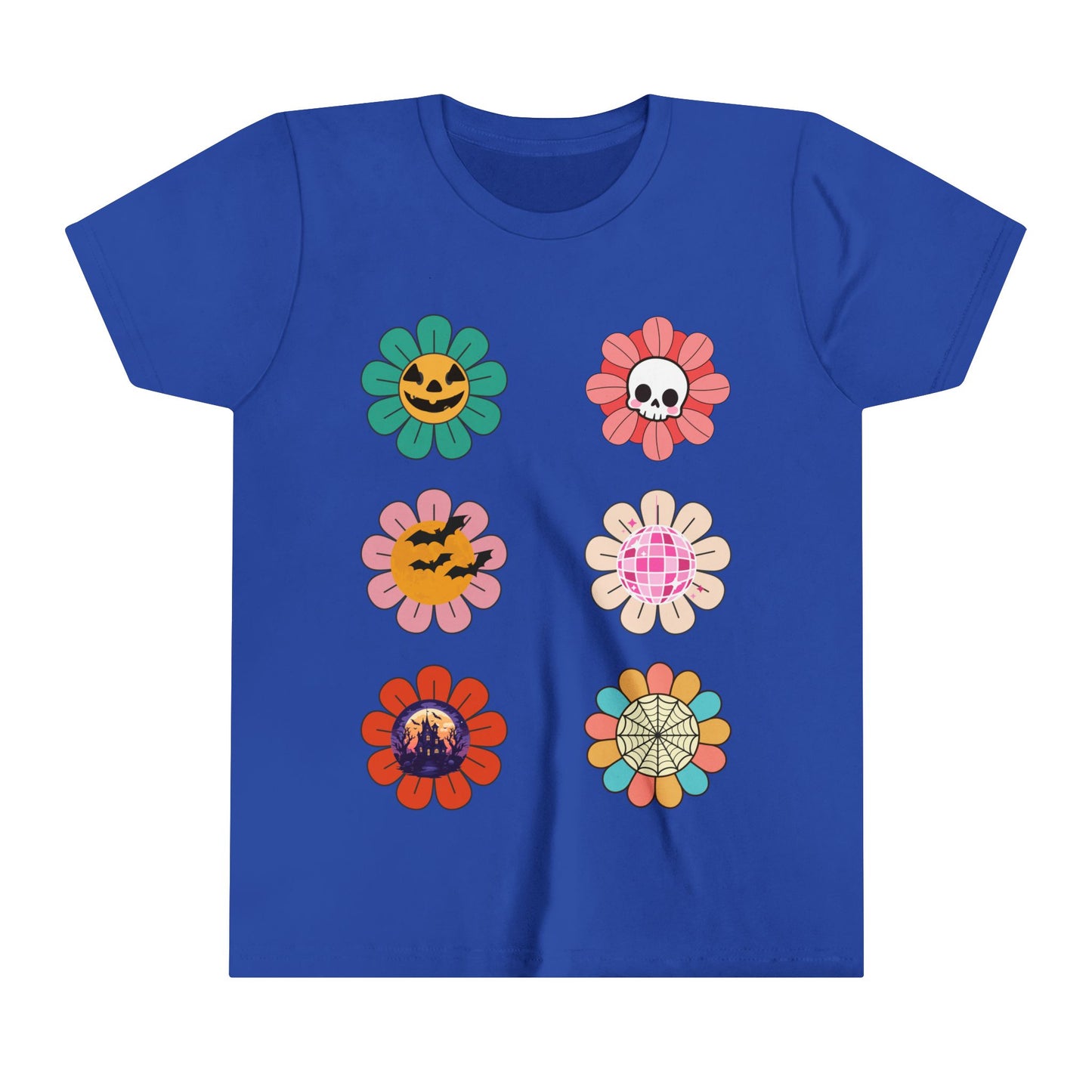 Floral Jack O Lantern Kids Retro Short Sleeve Tee