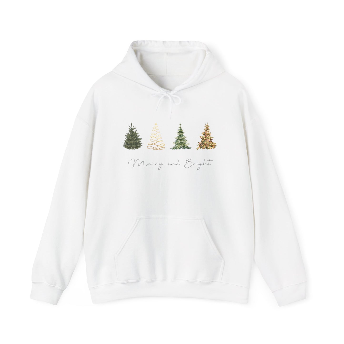 Merry and Bright Trees, Women's Christmas Shirt, Womans Holiday Shirt,Christmas Gift,Chic Winter Shirt,Cute Holiday Tee,Christmas Tree Shirt (3531 x 2352 px) Hooded Sweatshirt