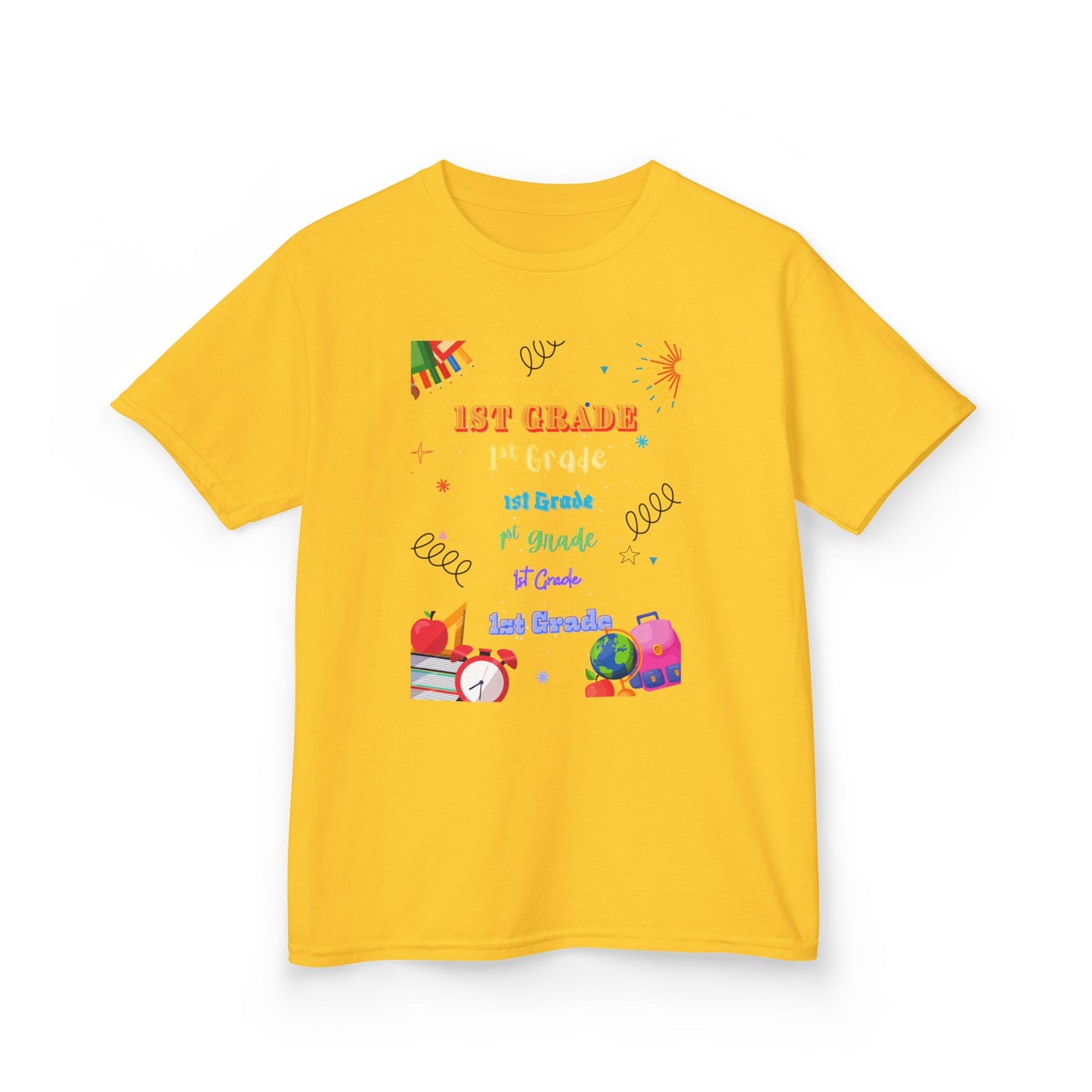 1st Grade Kids Heavy Cotton Tee - Fun Back-to-School Shirt