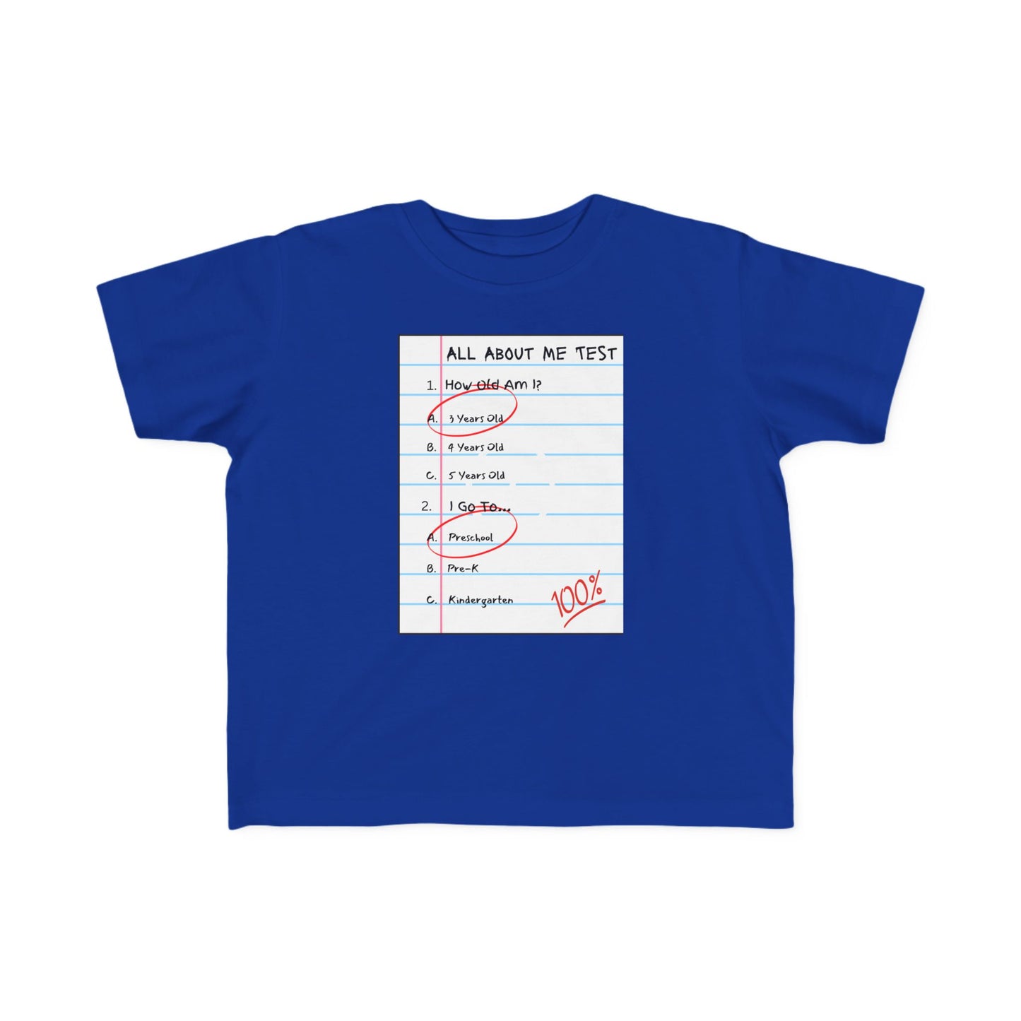 All About Me Test Preschool Toddler Fine Jersey Tee