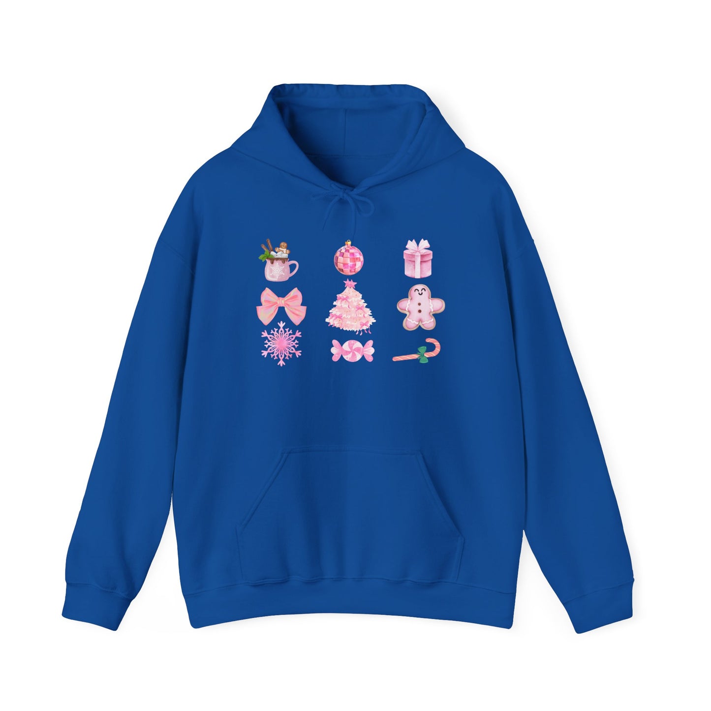 Coquette Christmas Sweatshirt | Pretty Pink Bows, Santas and Gingerbread Sweatshirt | Festive Holiday Crewneck | Soft Girl Christmas SweaterHooded Sweatshirt