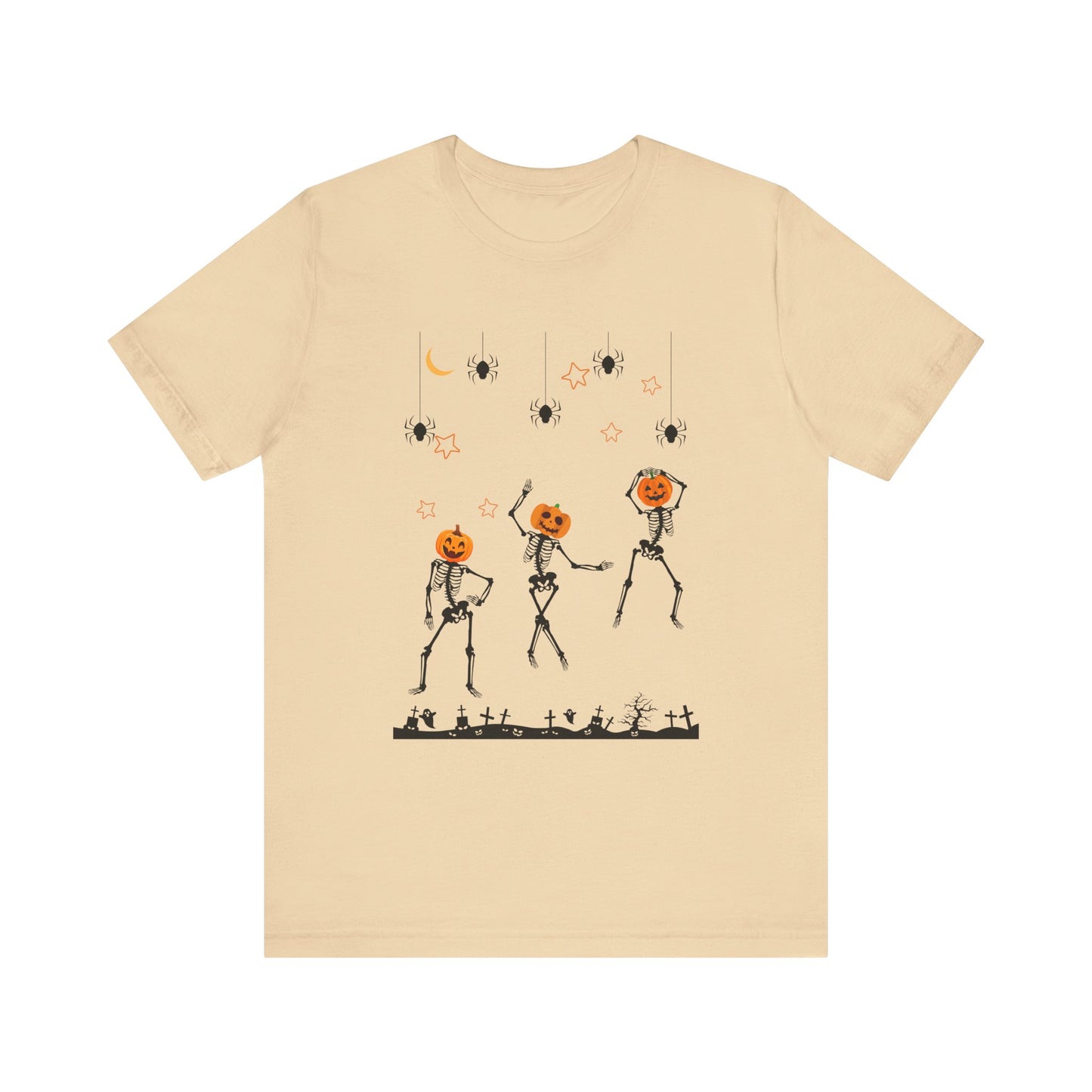 Dancing Skeleton Pumpkin Face Unisex Jersey Short Sleeve Tee