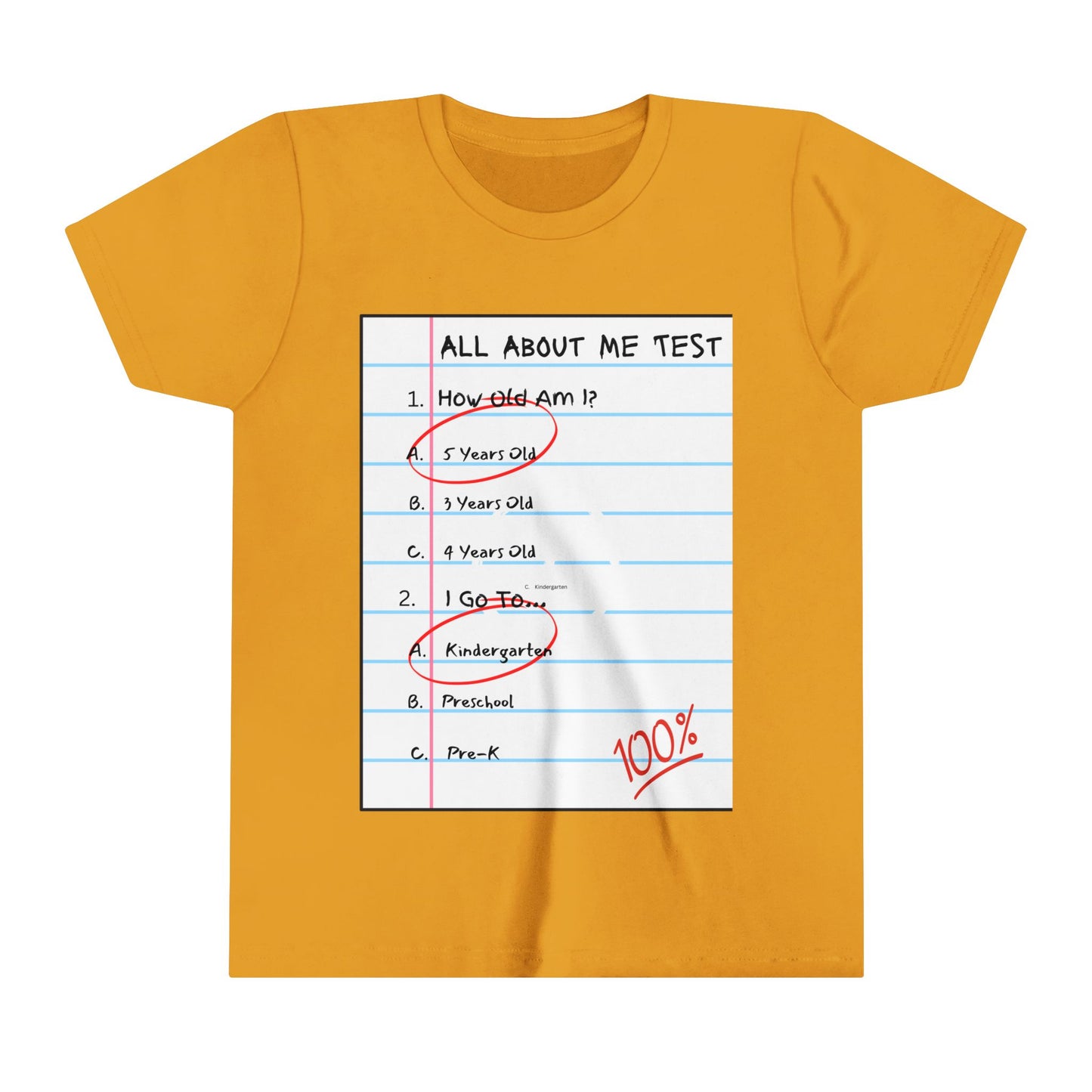 All About Me Test Kindergarten Short Sleeve Tee