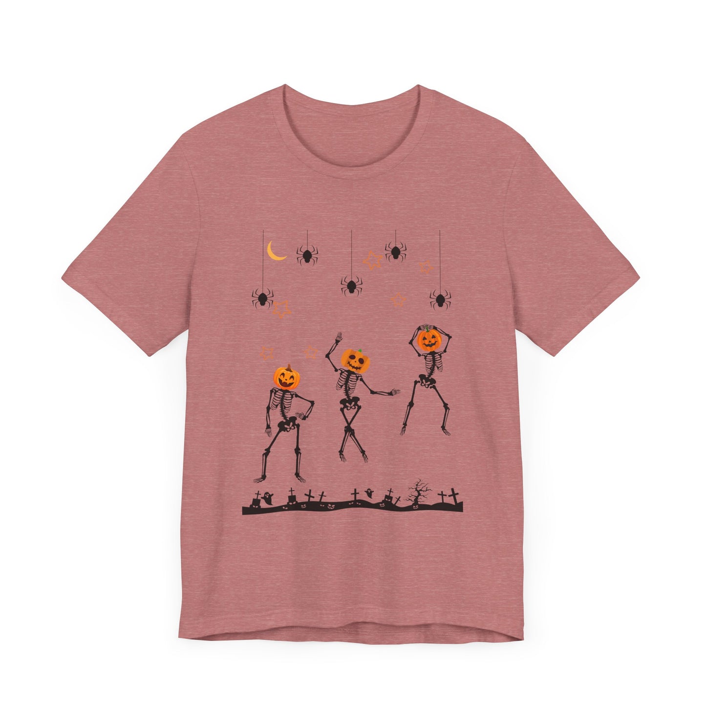 Dancing Skeleton Pumpkin Face Unisex Jersey Short Sleeve Tee