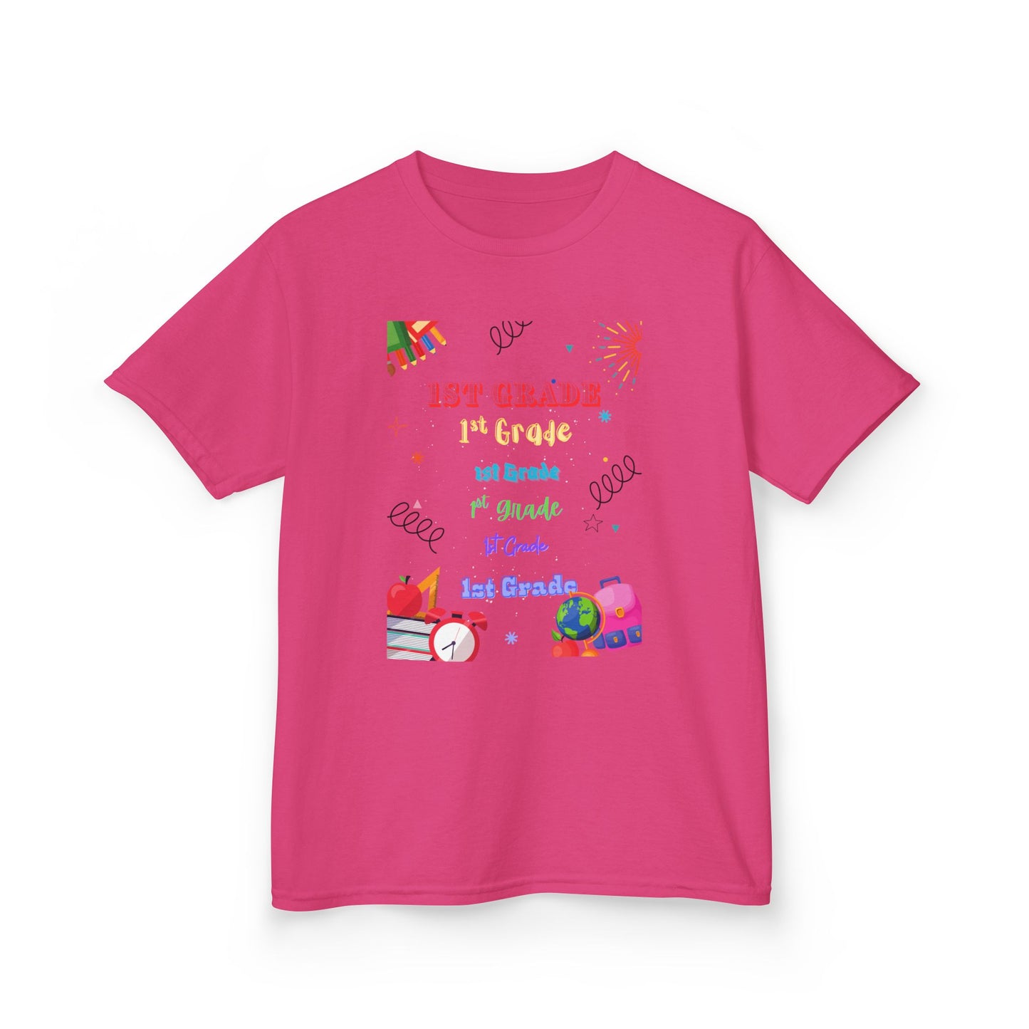1st Grade Kids Heavy Cotton Tee - Fun Back-to-School Shirt