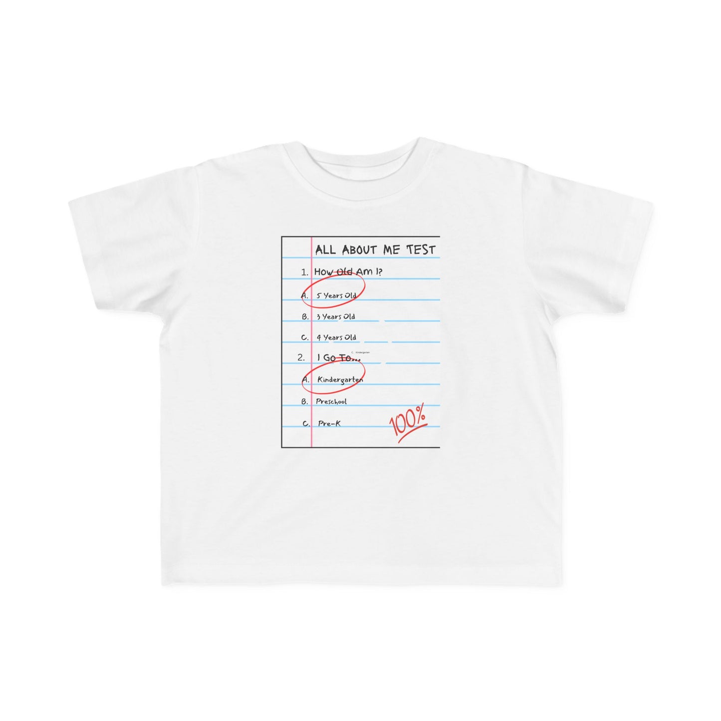 All About Me Test Kindergarten Toddler Fine Jersey Tee