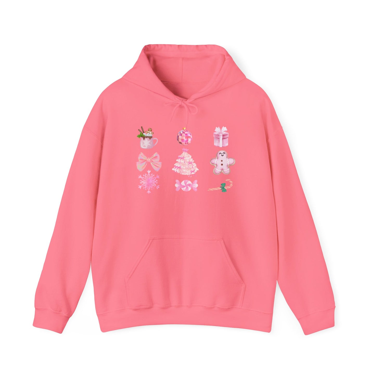 Coquette Christmas Sweatshirt | Pretty Pink Bows, Santas and Gingerbread Sweatshirt | Festive Holiday Crewneck | Soft Girl Christmas SweaterHooded Sweatshirt