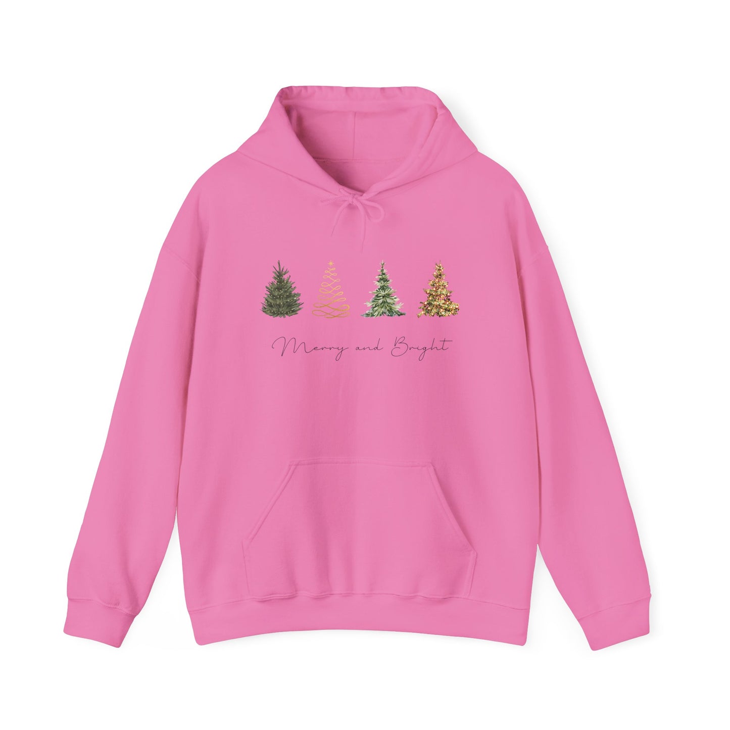 Merry and Bright Trees, Women's Christmas Shirt, Womans Holiday Shirt,Christmas Gift,Chic Winter Shirt,Cute Holiday Tee,Christmas Tree Shirt (3531 x 2352 px) Hooded Sweatshirt