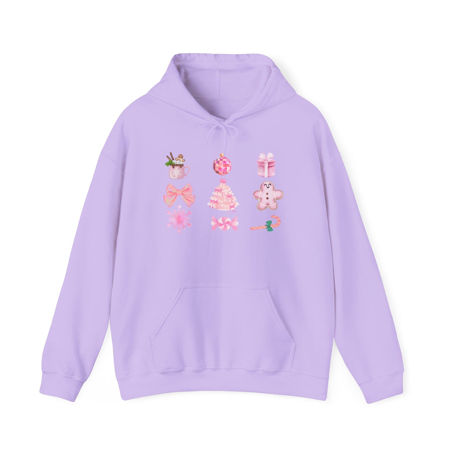 Coquette Christmas Sweatshirt | Pretty Pink Bows, Santas and Gingerbread Sweatshirt | Festive Holiday Crewneck | Soft Girl Christmas SweaterHooded Sweatshirt