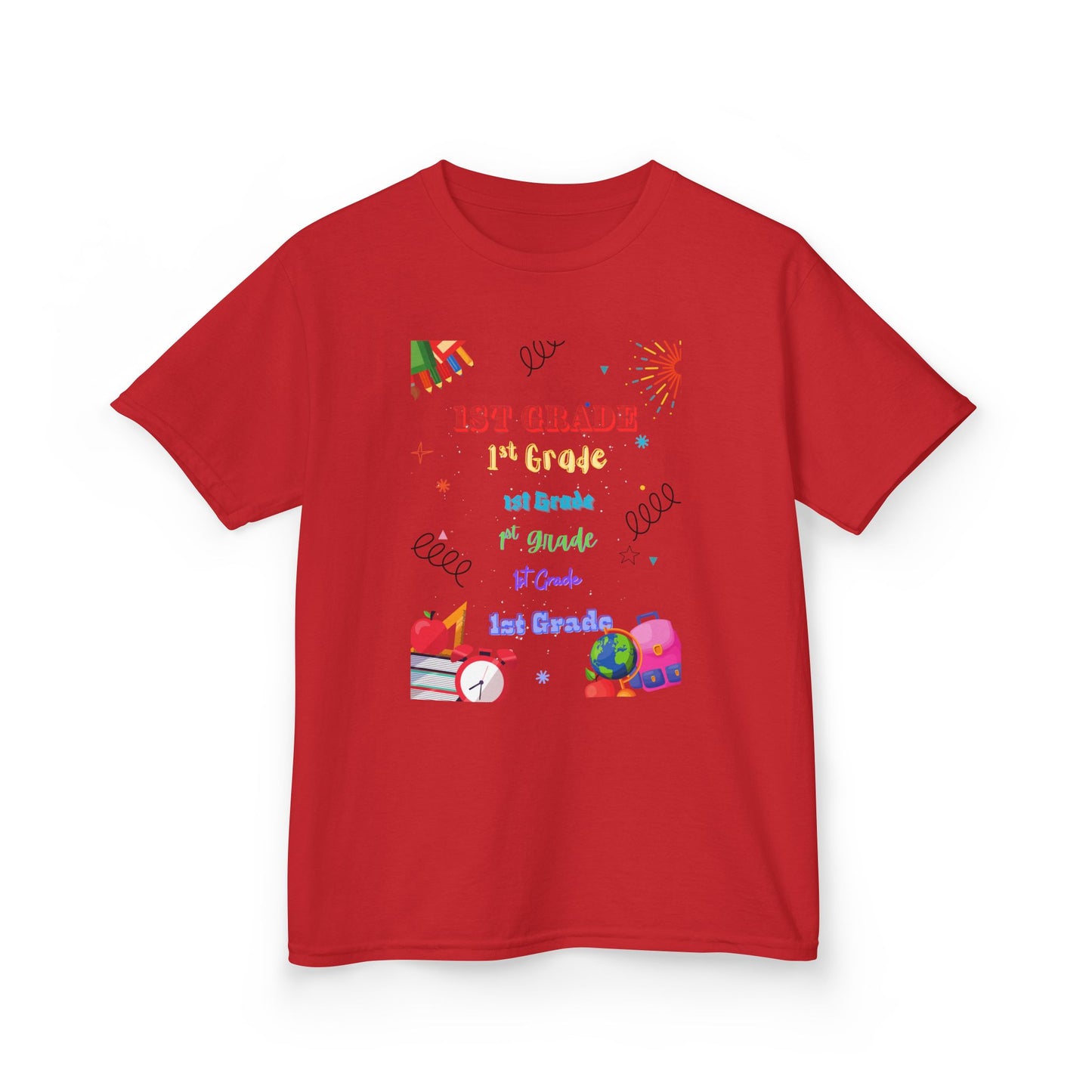 1st Grade Kids Heavy Cotton Tee - Fun Back-to-School Shirt
