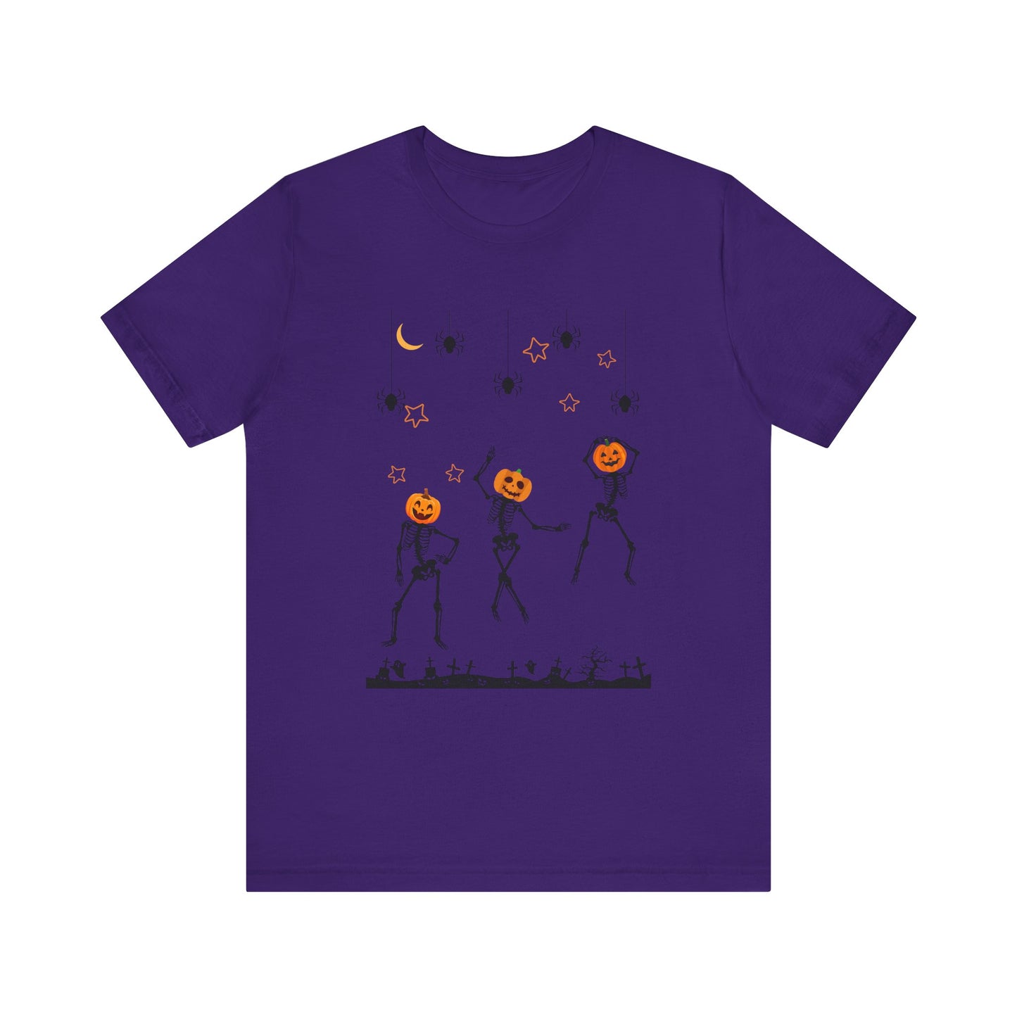 Dancing Skeleton Pumpkin Face Unisex Jersey Short Sleeve Tee