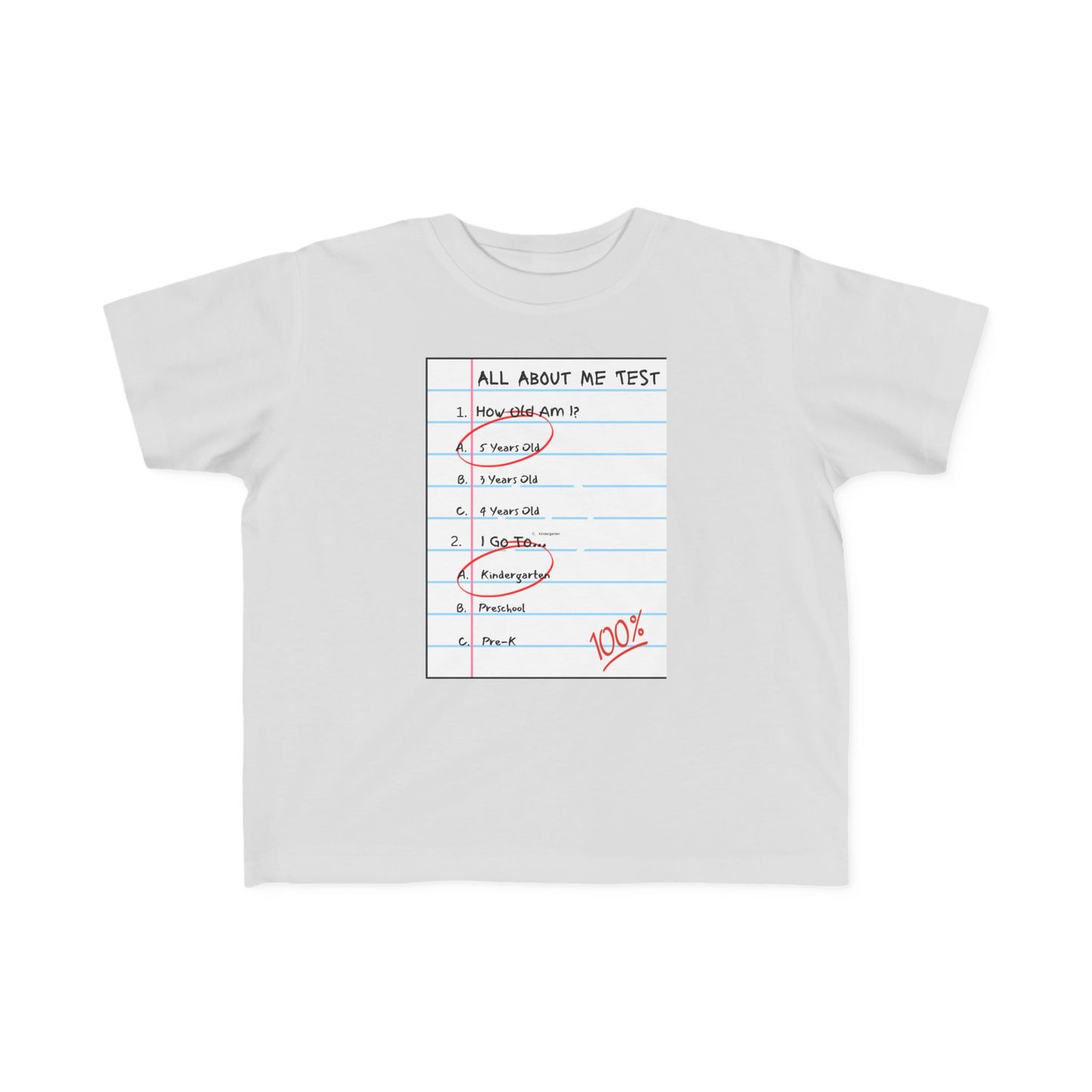 All About Me Test Kindergarten Toddler Fine Jersey Tee