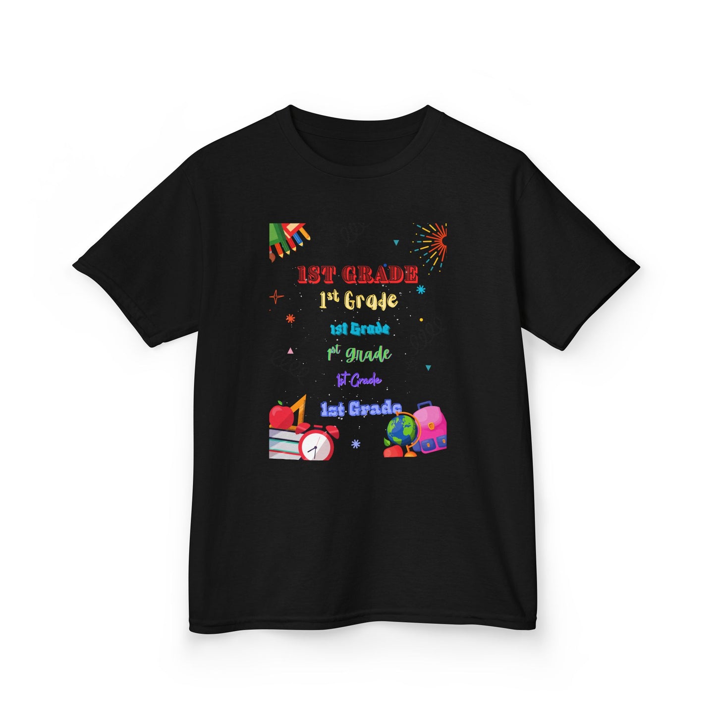 1st Grade Kids Heavy Cotton Tee - Fun Back-to-School Shirt
