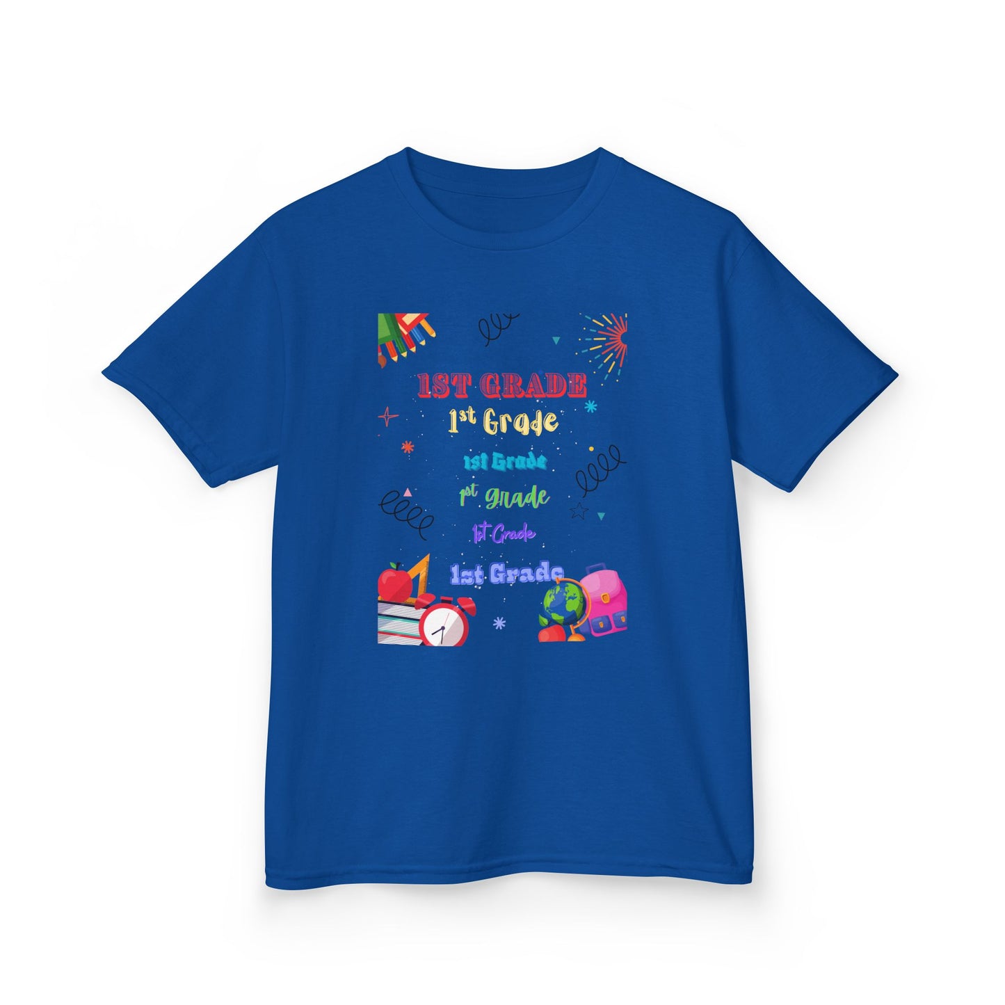 1st Grade Kids Heavy Cotton Tee - Fun Back-to-School Shirt