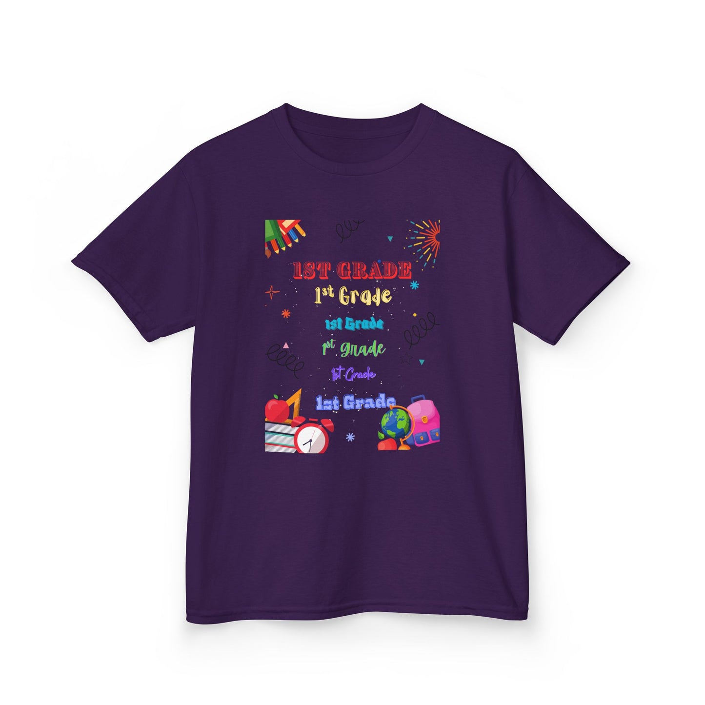 1st Grade Kids Heavy Cotton Tee - Fun Back-to-School Shirt