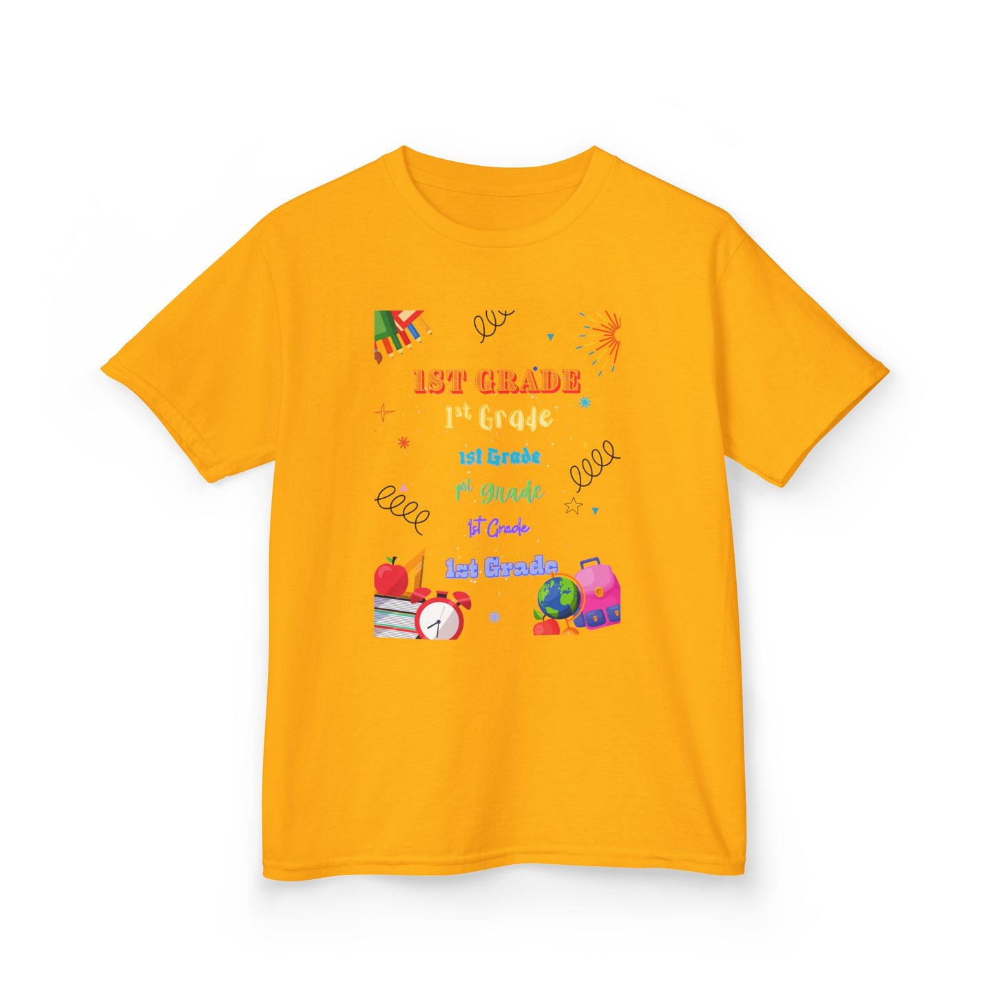 1st Grade Kids Heavy Cotton Tee - Fun Back-to-School Shirt