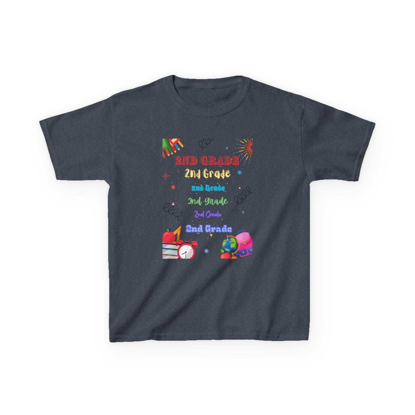 2nd Grade Kids Tee Fun & Colorful Heavy Cotton™ Shirt