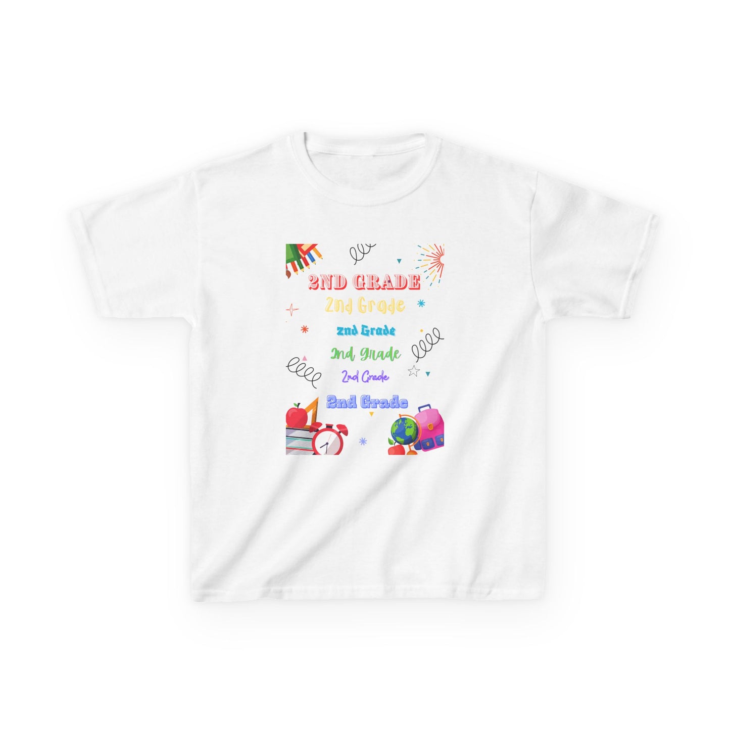 2nd Grade Kids Tee Fun & Colorful Heavy Cotton™ Shirt