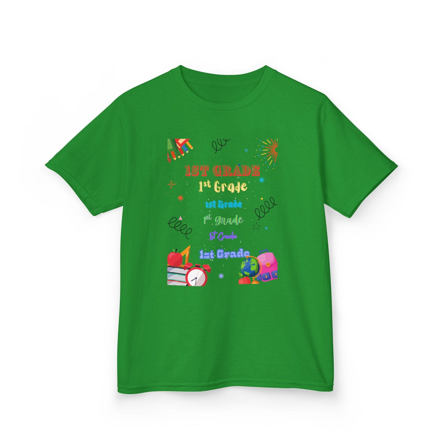 1st Grade Kids Heavy Cotton Tee - Fun Back-to-School Shirt
