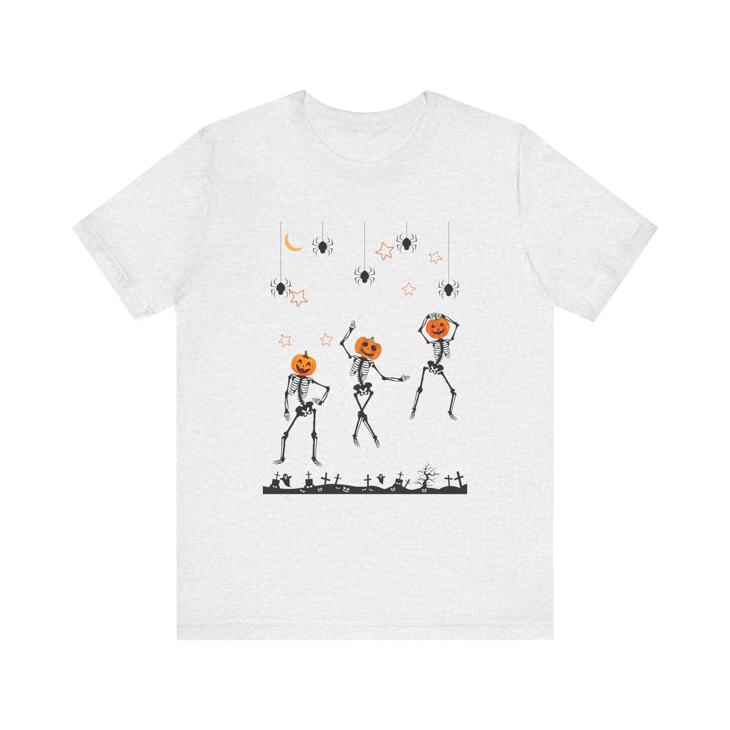 Dancing Skeleton Pumpkin Face Unisex Jersey Short Sleeve Tee