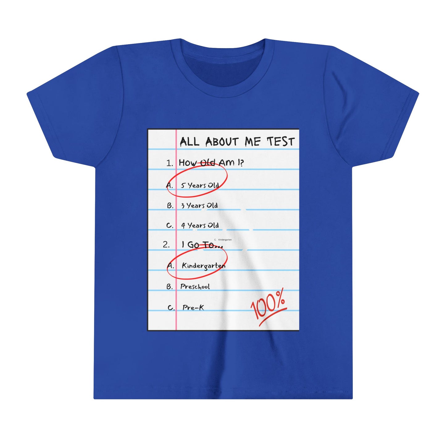 All About Me Test Kindergarten Short Sleeve Tee