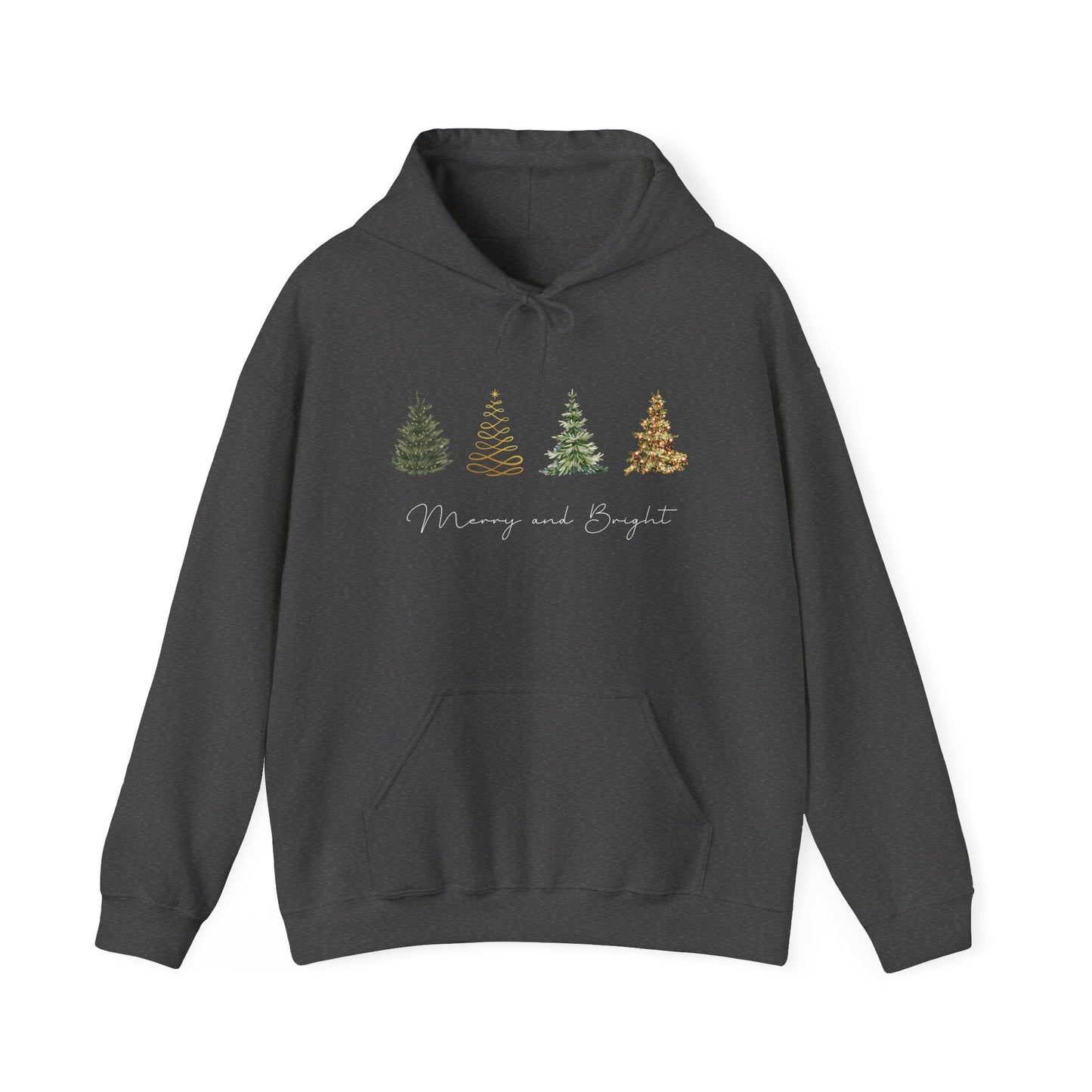 Merry and Bright Trees, Women's Christmas Shirt, Womans Holiday Shirt,Christmas Gift,Chic Winter Shirt,Cute Holiday Tee,Christmas Tree Shirt (3531 x 2352 px) Hooded Sweatshirt