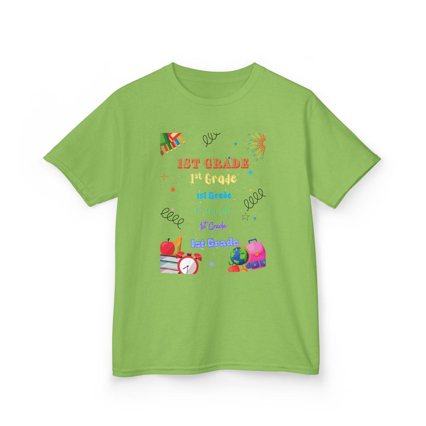 1st Grade Kids Heavy Cotton Tee - Fun Back-to-School Shirt