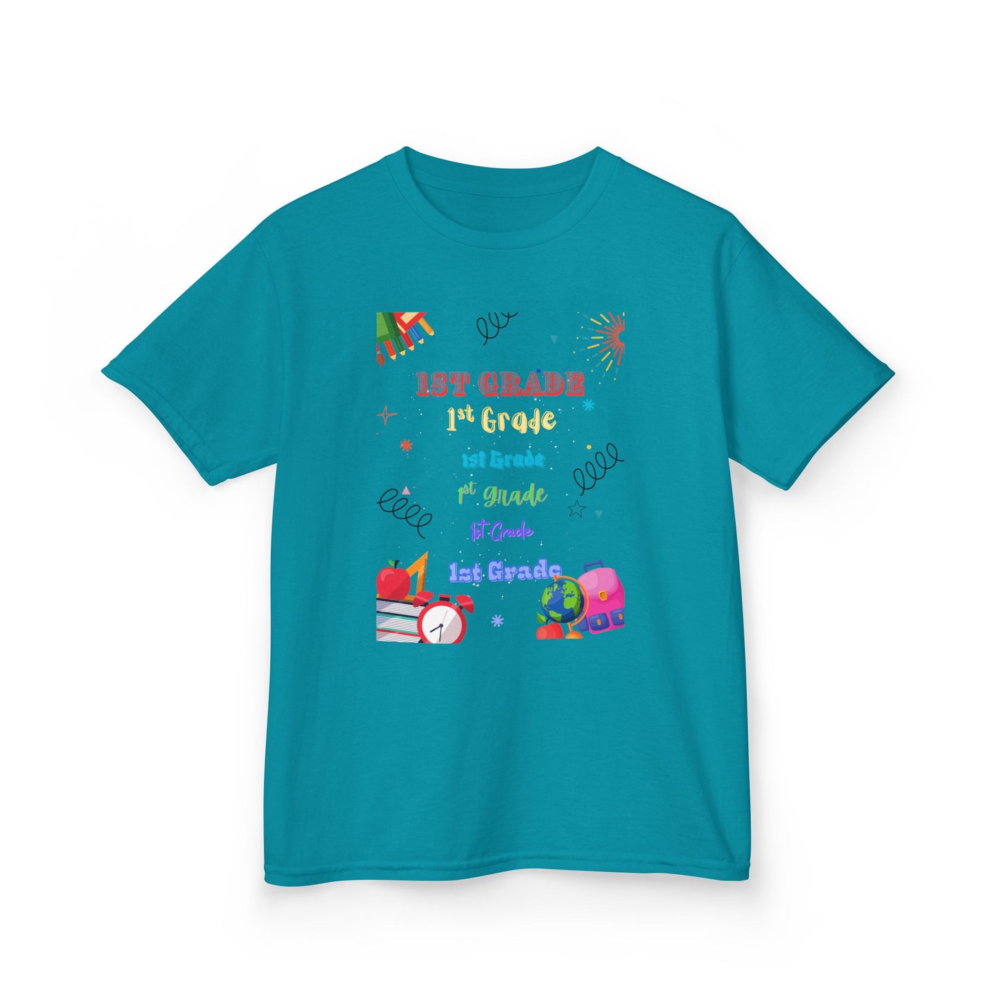 1st Grade Kids Heavy Cotton Tee - Fun Back-to-School Shirt