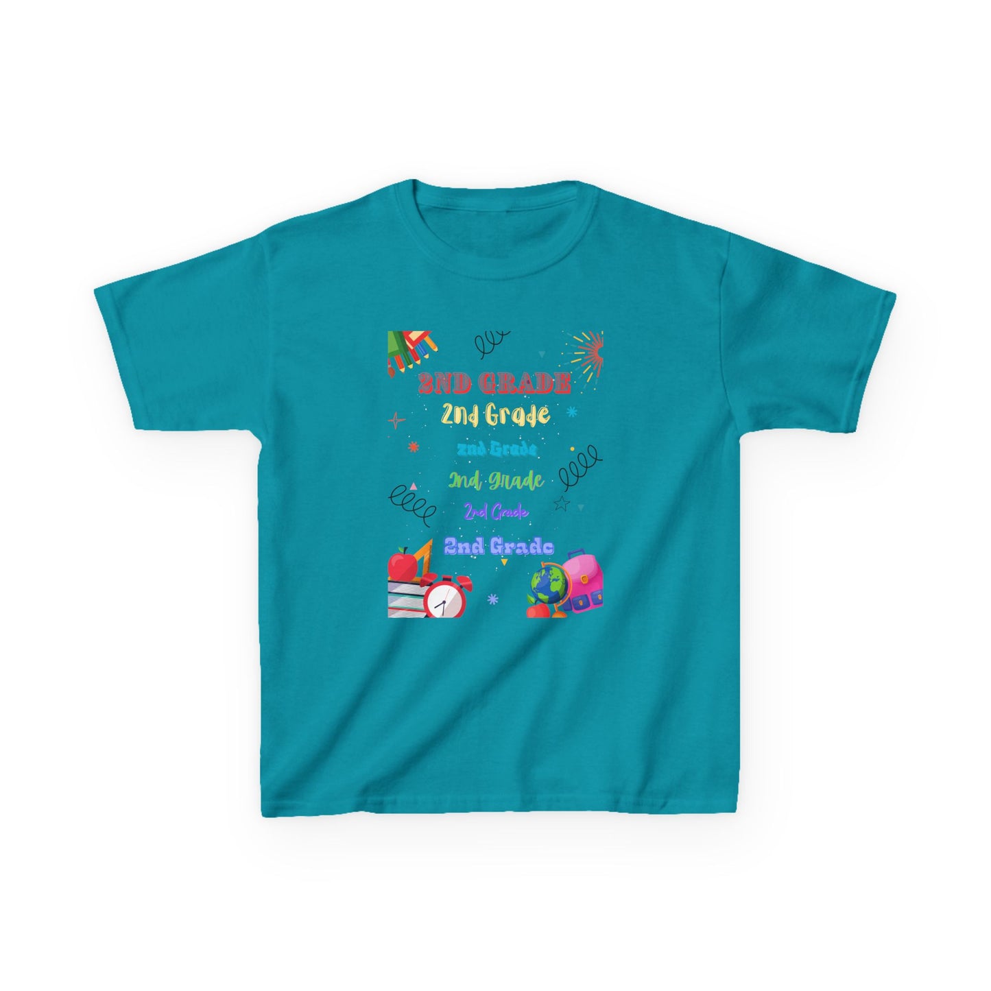 2nd Grade Kids Tee Fun & Colorful Heavy Cotton™ Shirt