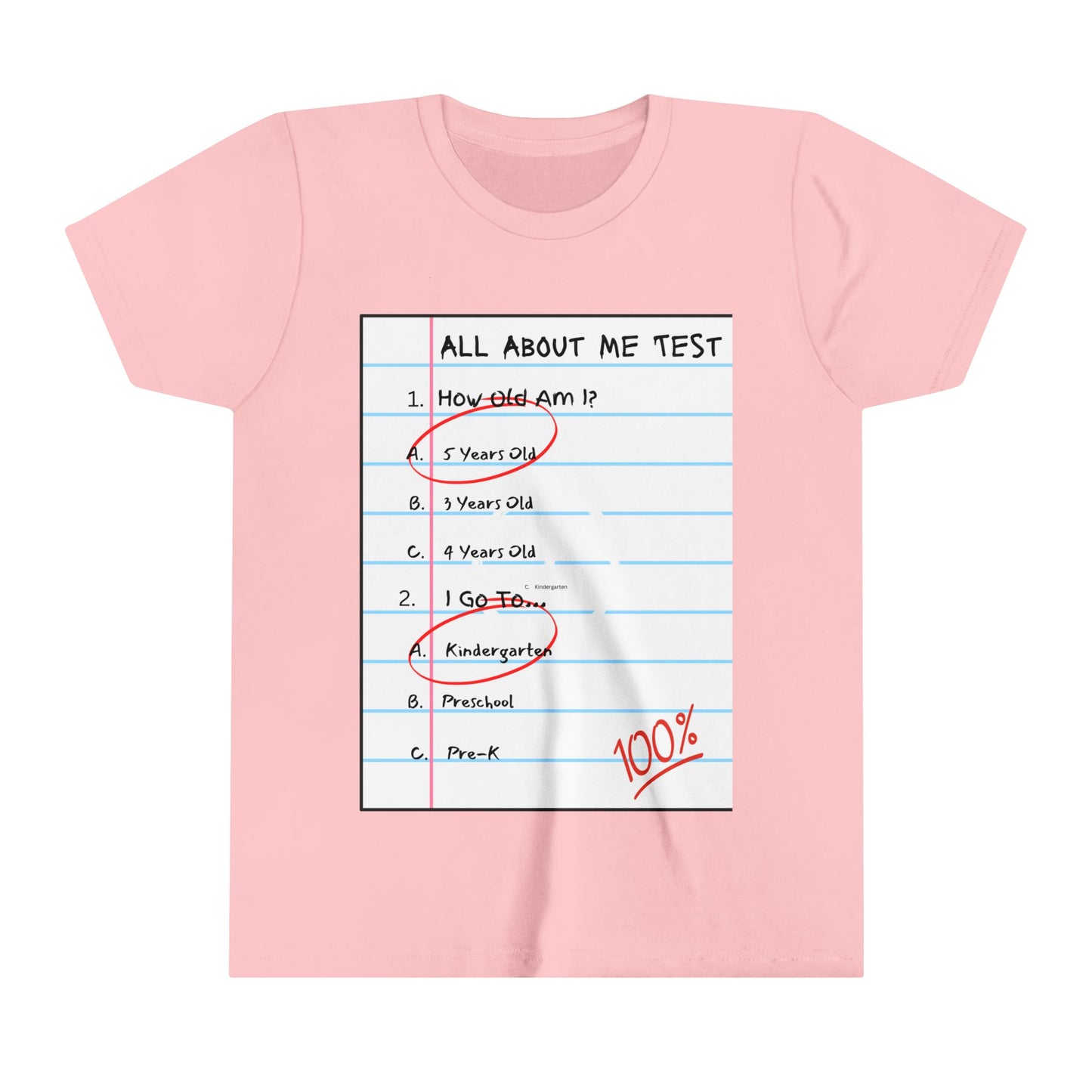 All About Me Test Kindergarten Short Sleeve Tee