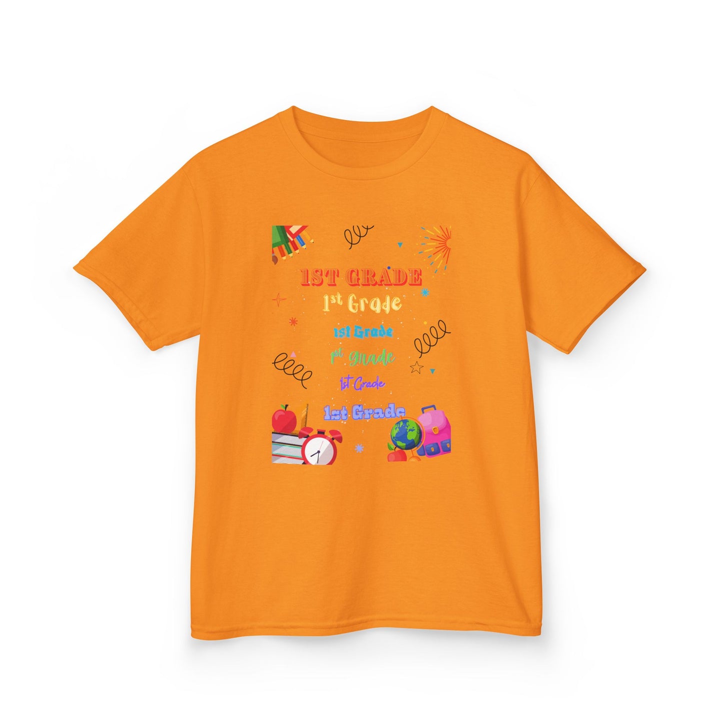 1st Grade Kids Heavy Cotton Tee - Fun Back-to-School Shirt