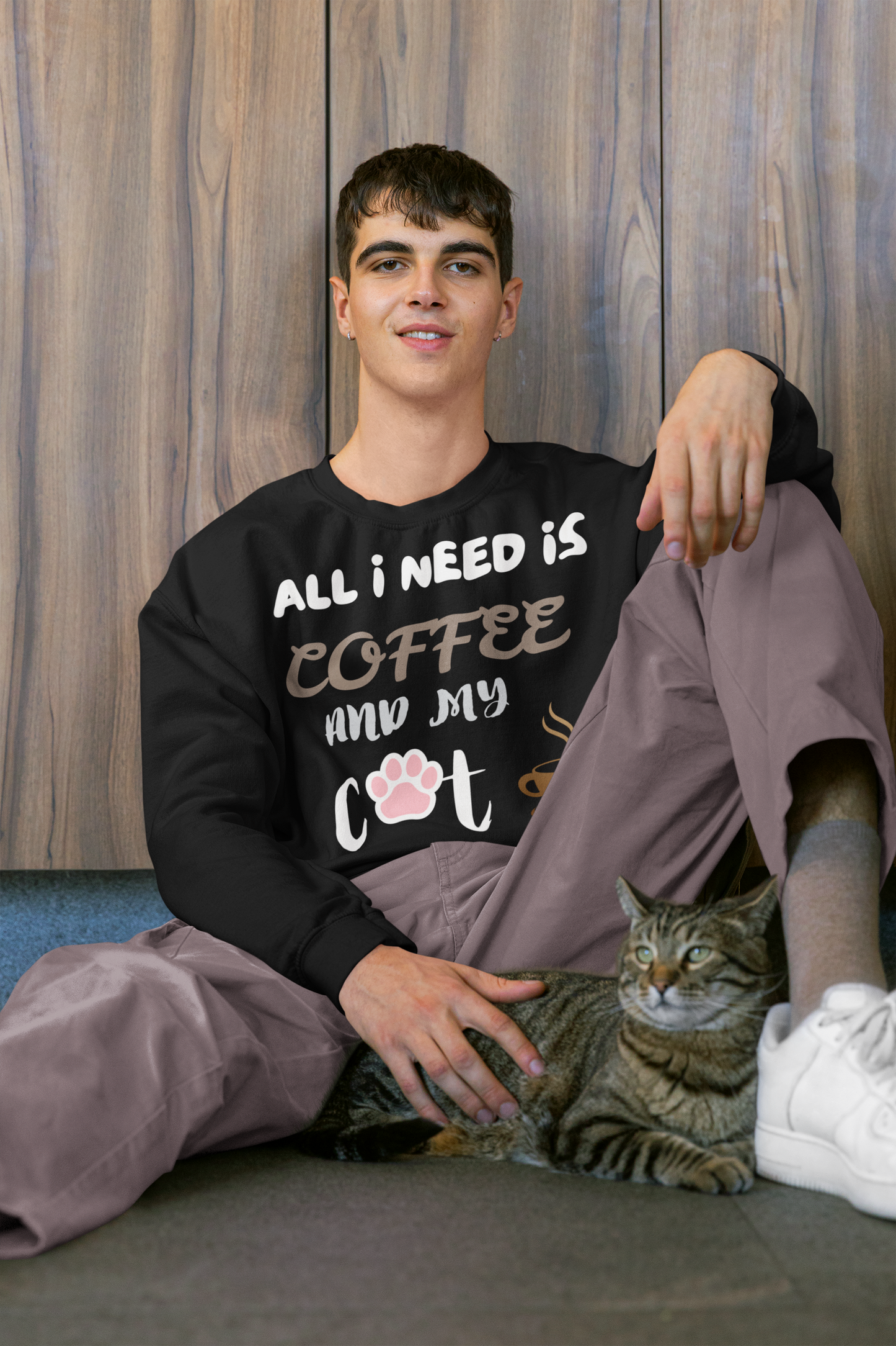 All I Need Is Coffee And My Cat Sweatshirt, Coffee Lover Shirt, Cat Lover Shirt, Cat Mom Sweater, Cat Dad, Cat Mom Gift, Cat Lover