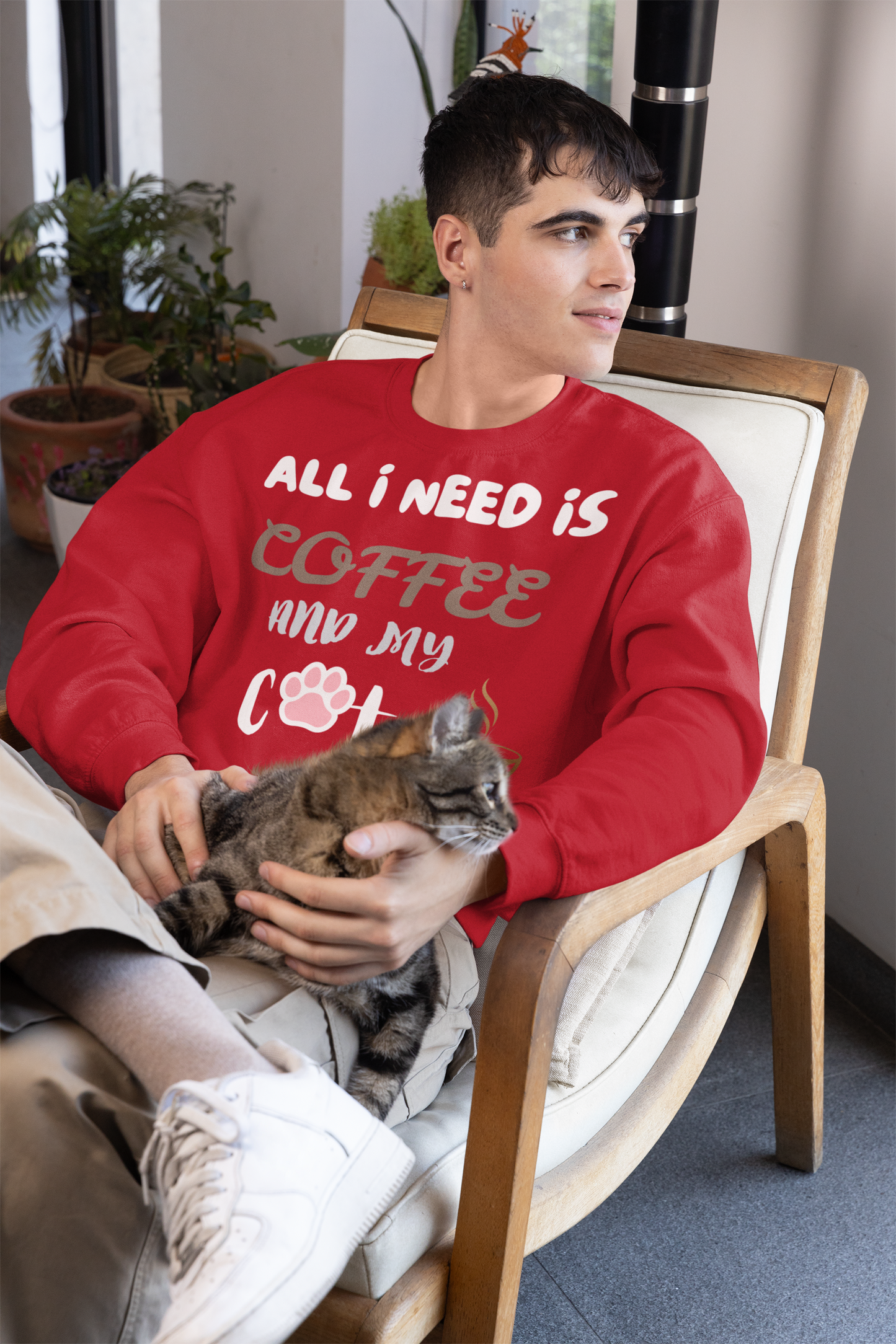 All I Need Is Coffee And My Cat Sweatshirt, Coffee Lover Shirt, Cat Lover Shirt, Cat Mom Sweater, Cat Dad, Cat Mom Gift, Cat Lover