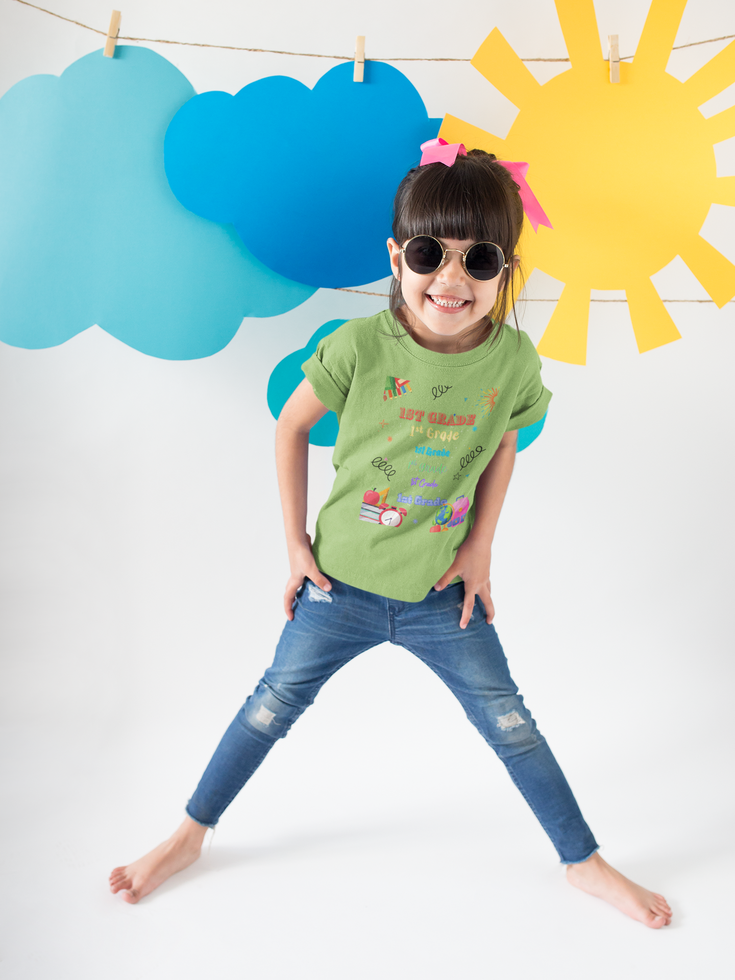 1st Grade Kids Heavy Cotton Tee - Fun Back-to-School Shirt