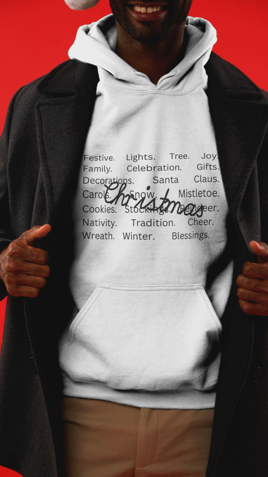 Comfort Colors Christmas Words Hoodie, Christmas Squad Tee, Christmas Vibe Tee, Christmas Outfit, Xmas Holiday Hoodie, Family Christmas Pjs, Hooded Sweatshirt