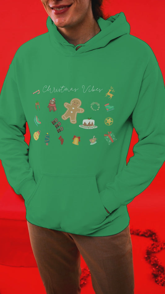 Christmas Vibes Sweatshirt, Merry Christmas, Christmas RETRO Outfit  Hooded Sweatshirt